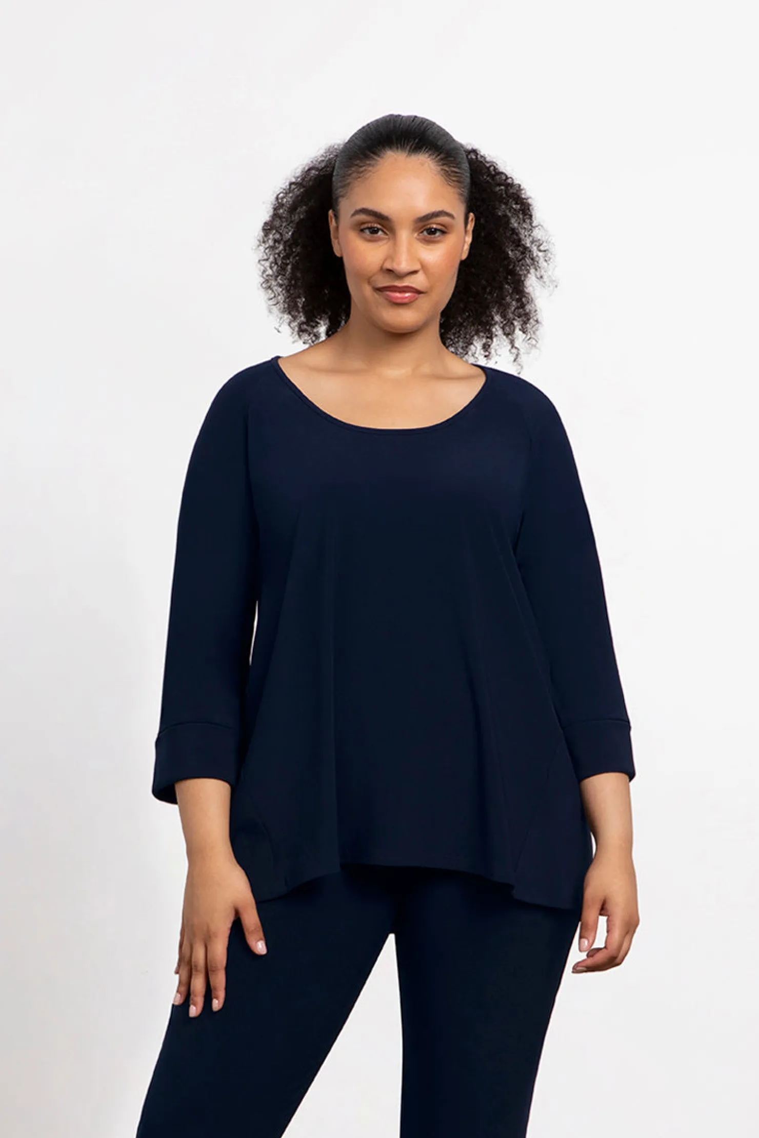 Sympli Tops>Angle Seam Raglan Top Navy