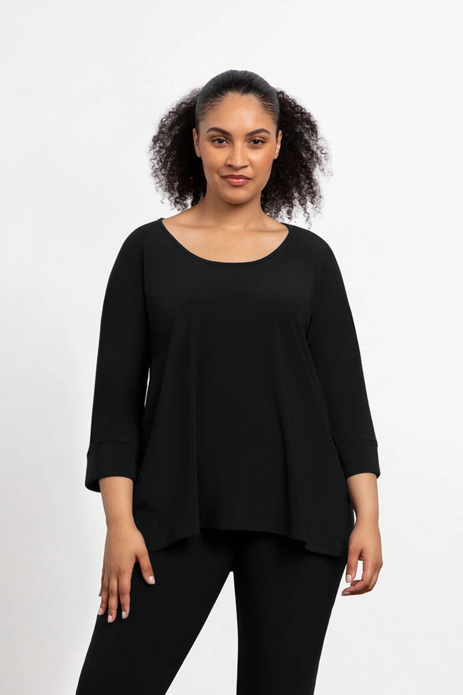 Sympli Tops>Angle Seam Raglan Top Black