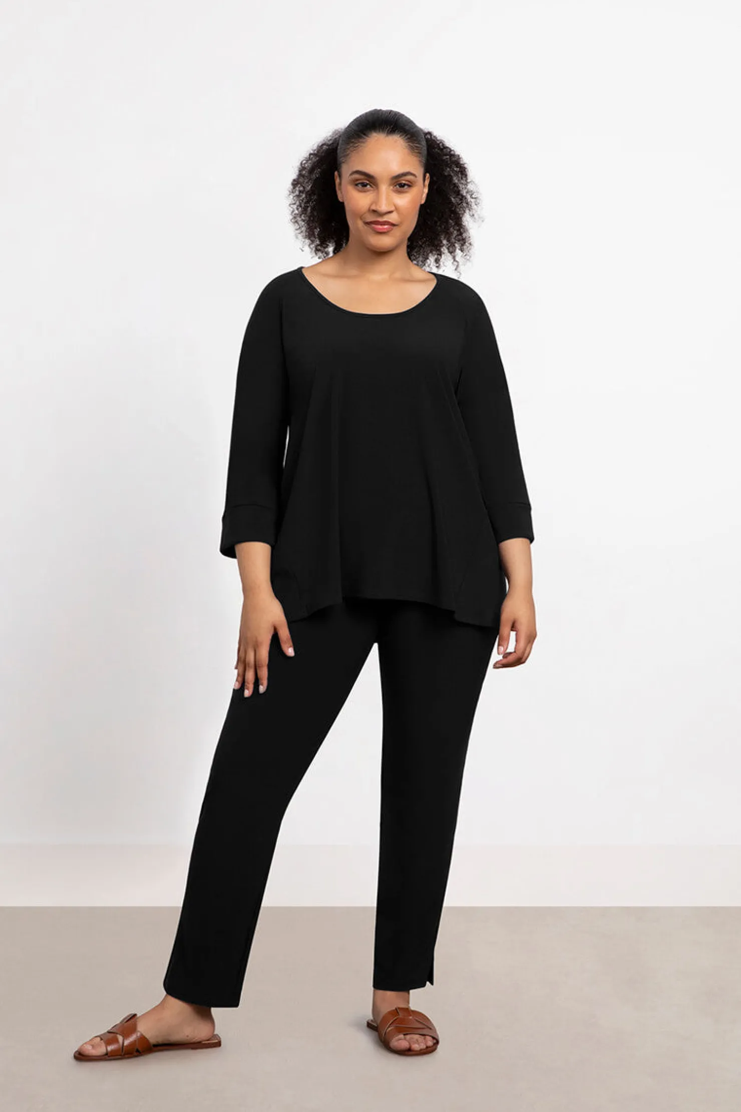 Sympli Tops>Angle Seam Raglan Top Black