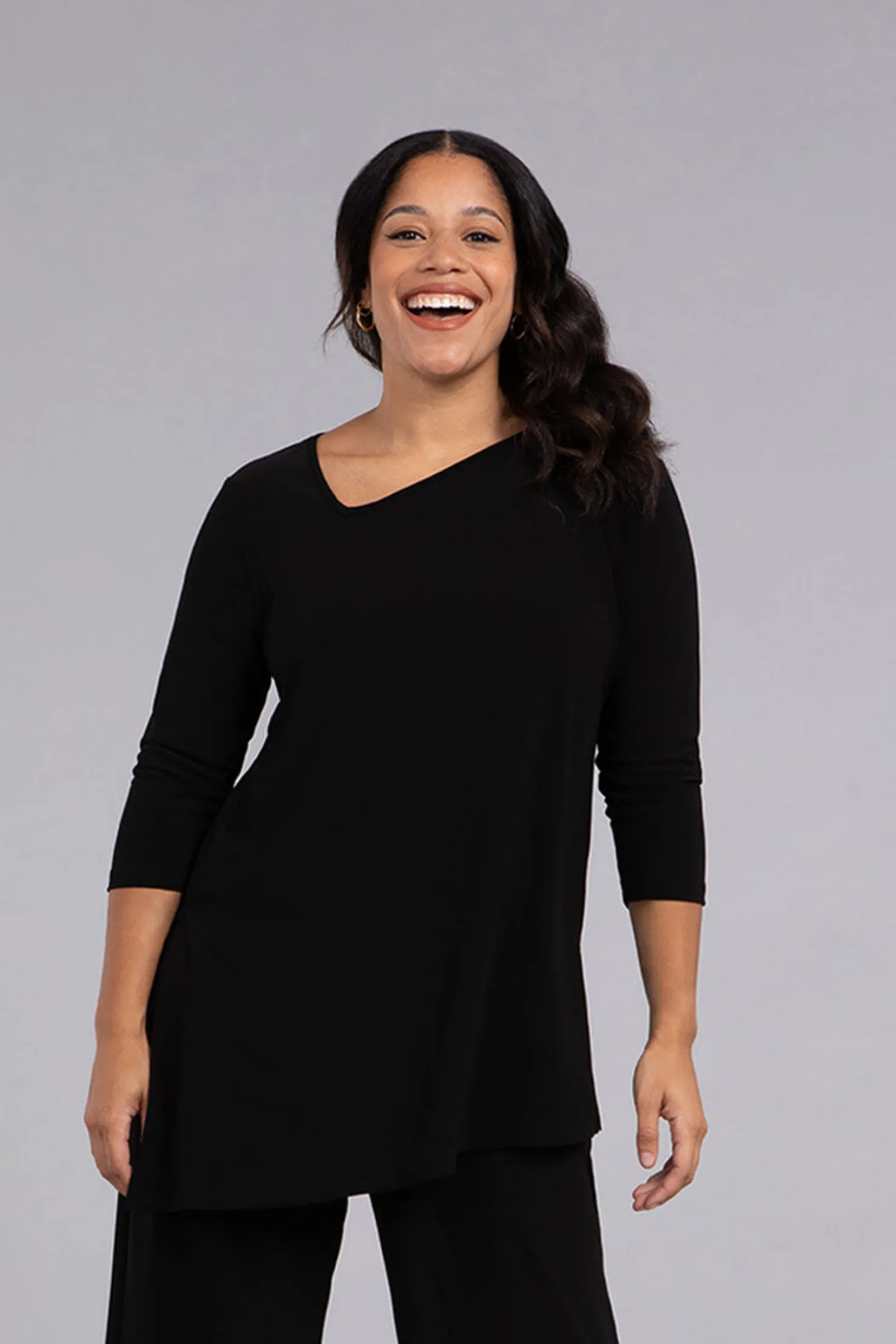 Sympli Tops>Angle Tunic Black