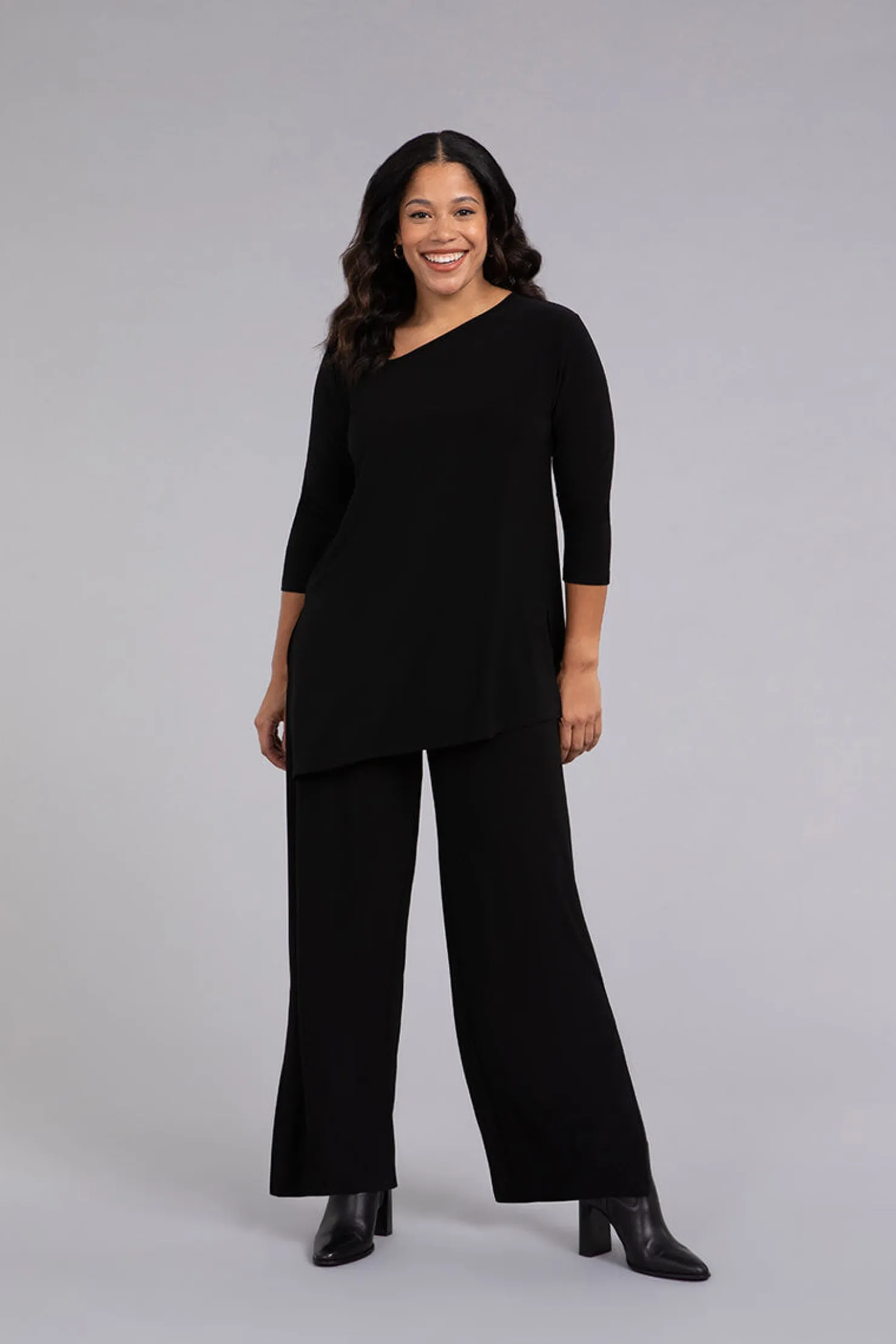 Sympli Tops>Angle Tunic Black