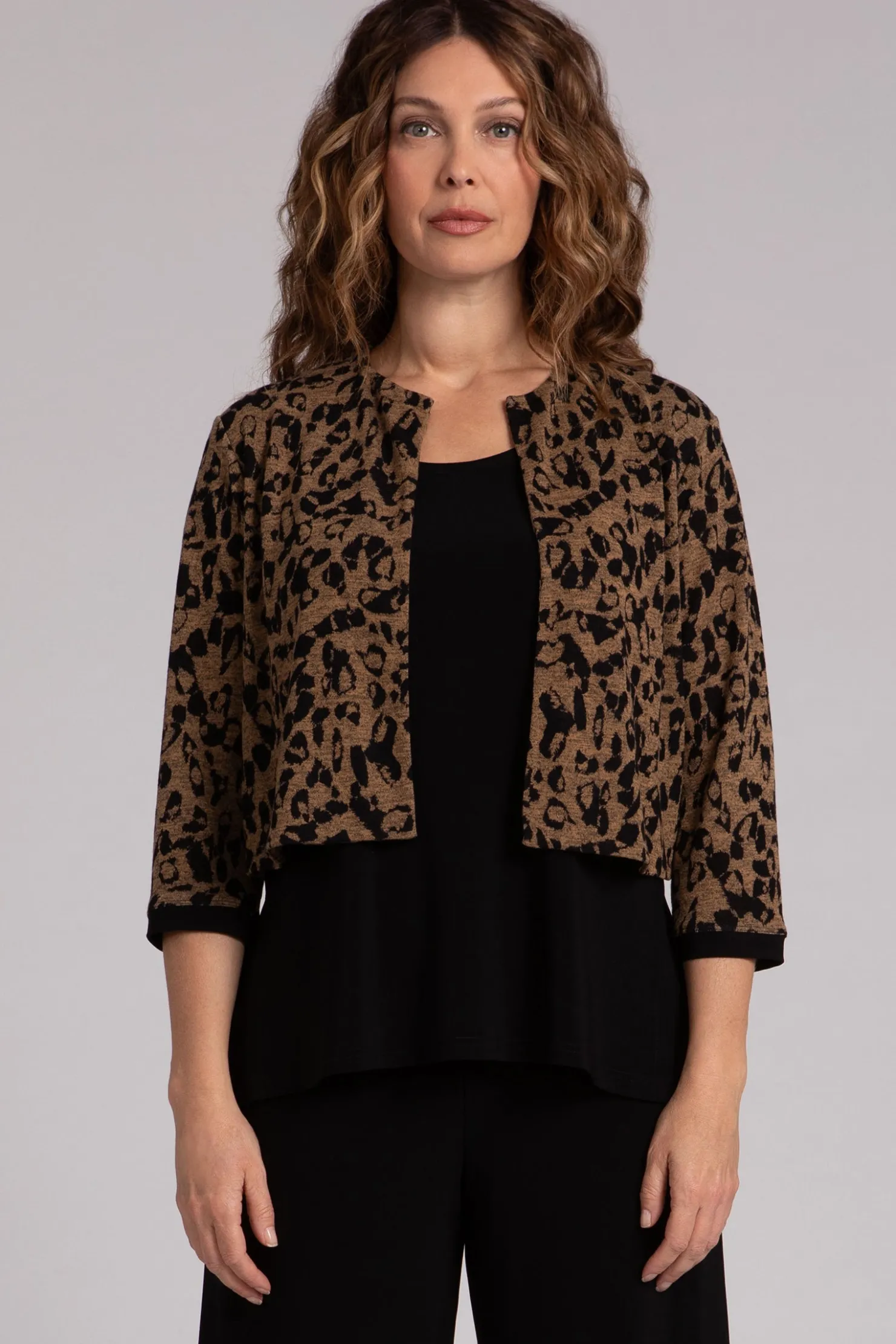 Sympli Sweaters & Cardigans>Animal Sweater Classic Bolero Cardigan AnimalCamel