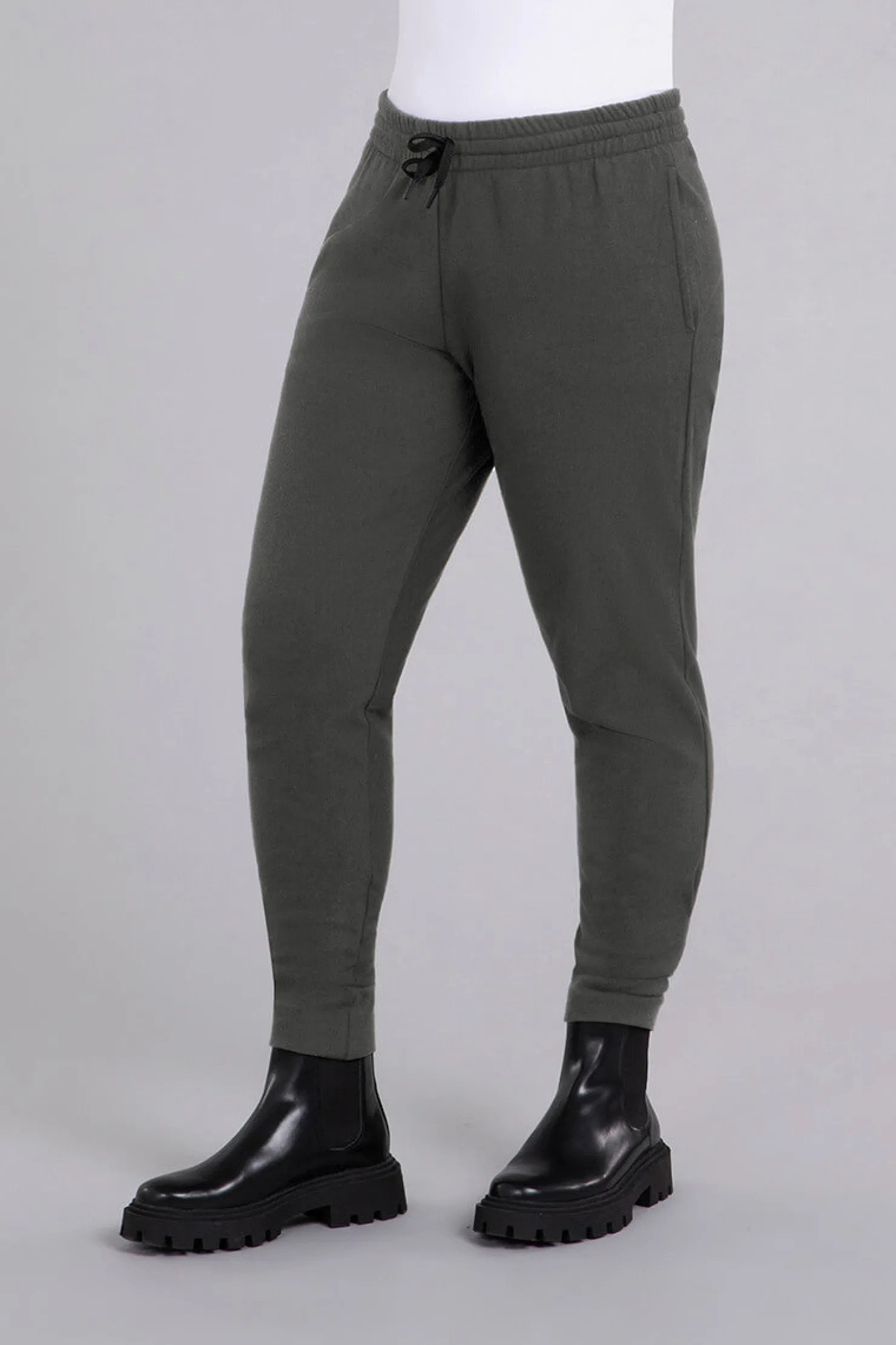 Sympli Bottoms>Bamboo Fleece Pleat Hem Jogger Raven
