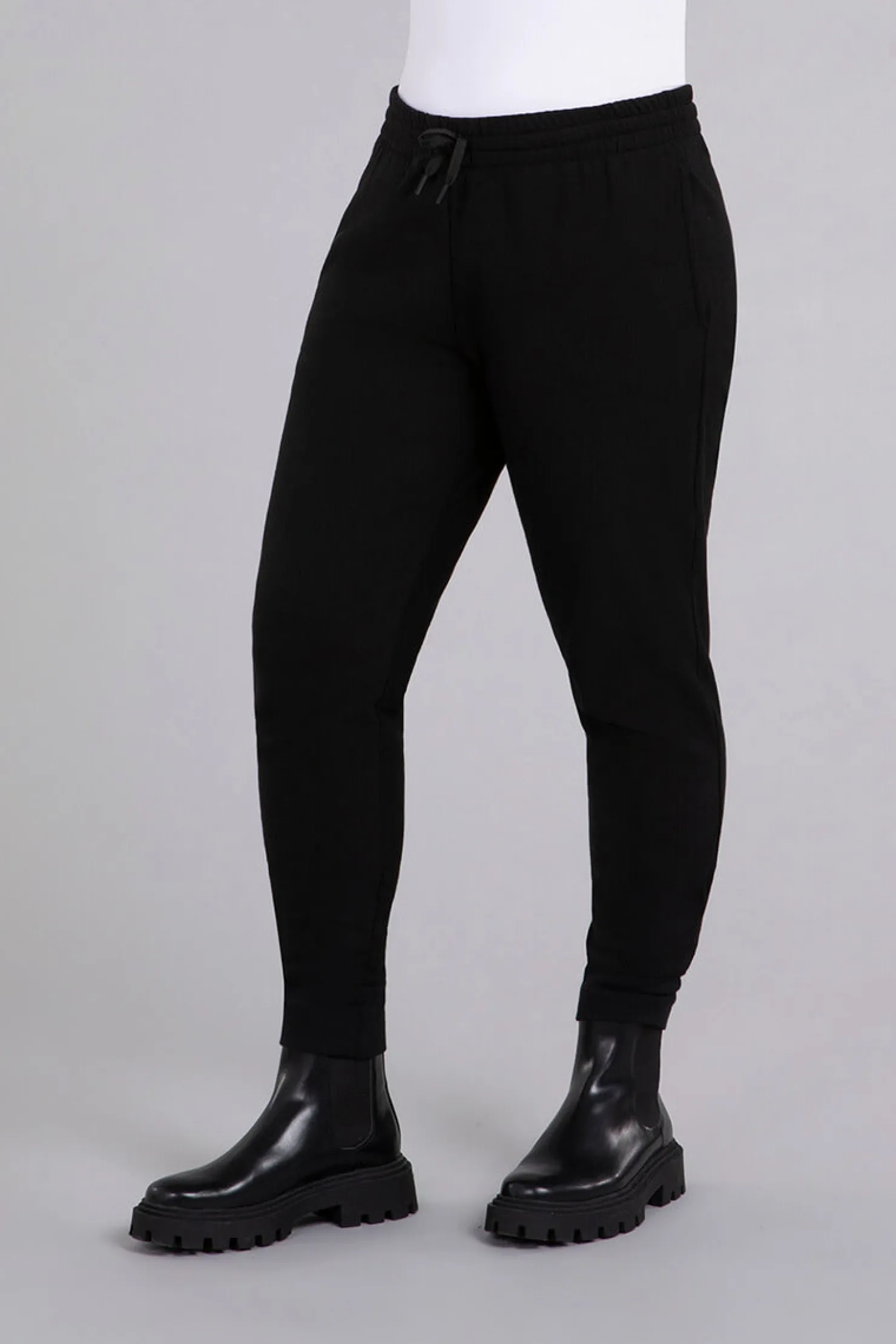 Sympli Bottoms>Bamboo Fleece Pleat Hem Jogger Black