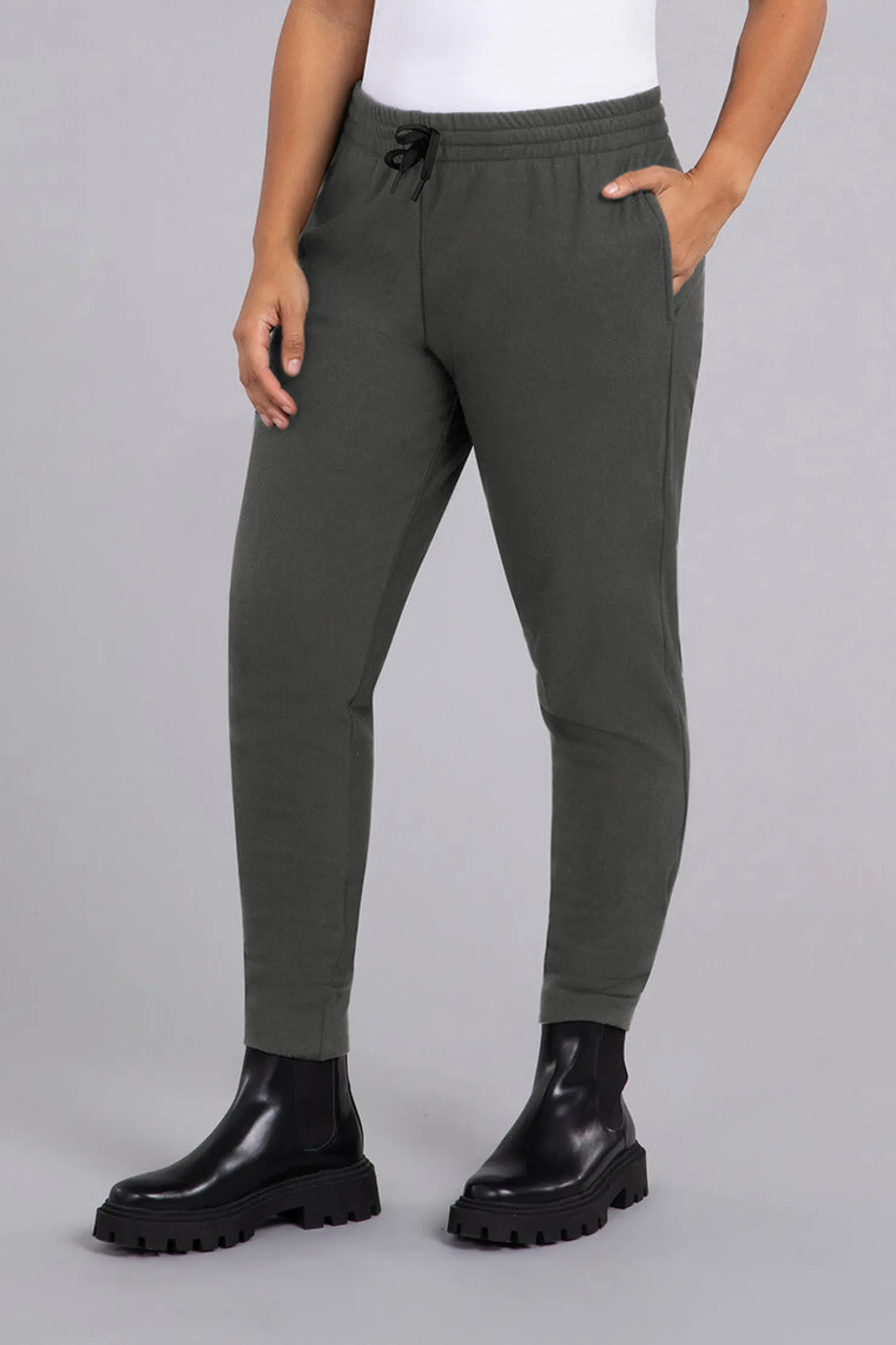Sympli Bottoms>Bamboo Fleece Pleat Hem Jogger Raven