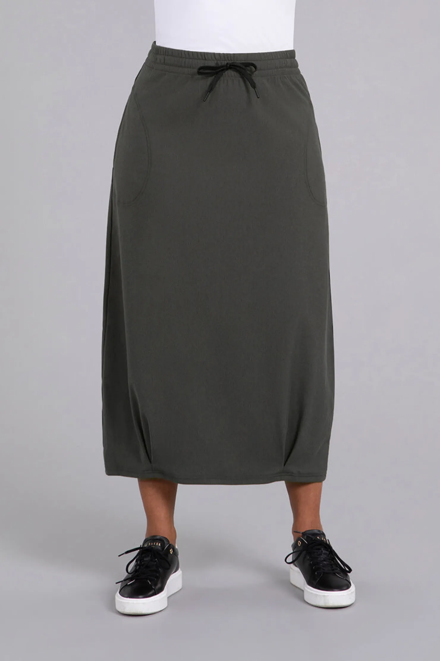 Sympli Bottoms>Bamboo Fleece Pleat Hem Skirt Raven