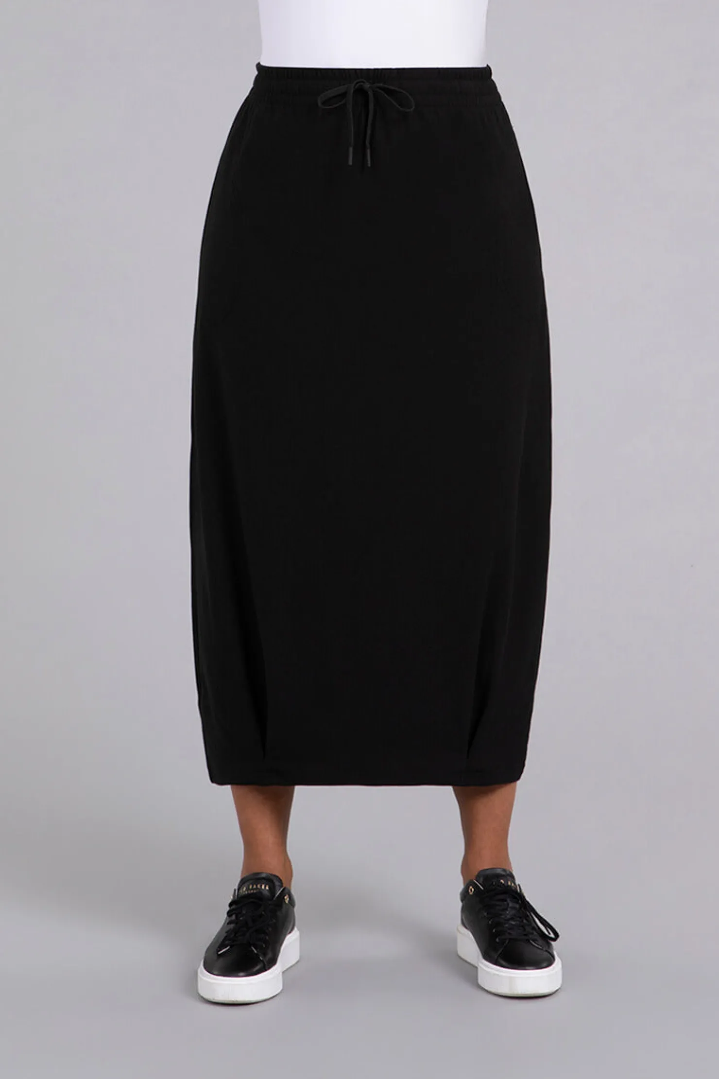 Sympli Bottoms>Bamboo Fleece Pleat Hem Skirt Black