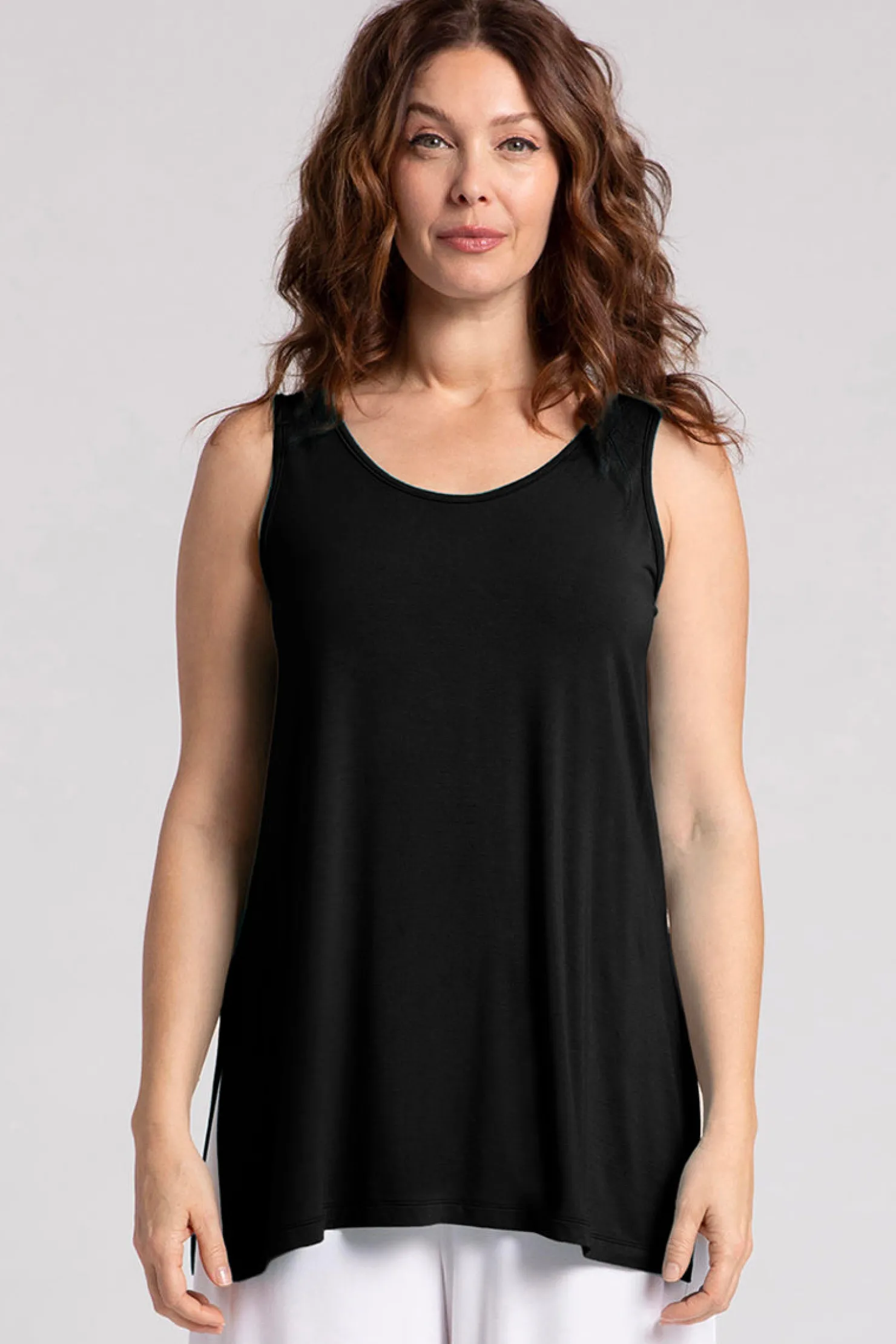 Sympli Tops>Bamboo Reversible Go To Tank Black