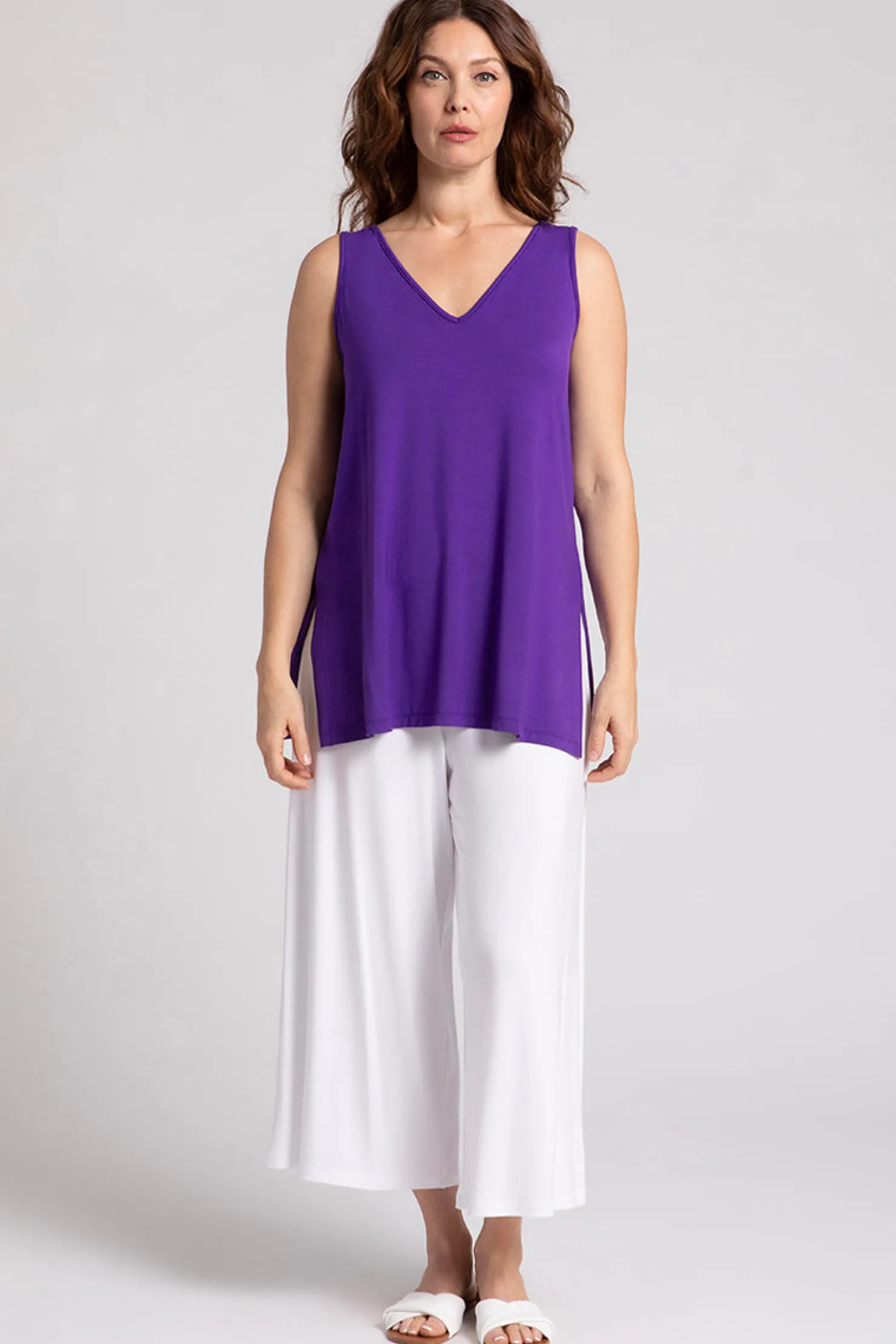 Sympli Tops>Bamboo Reversible Go To Tank Violet