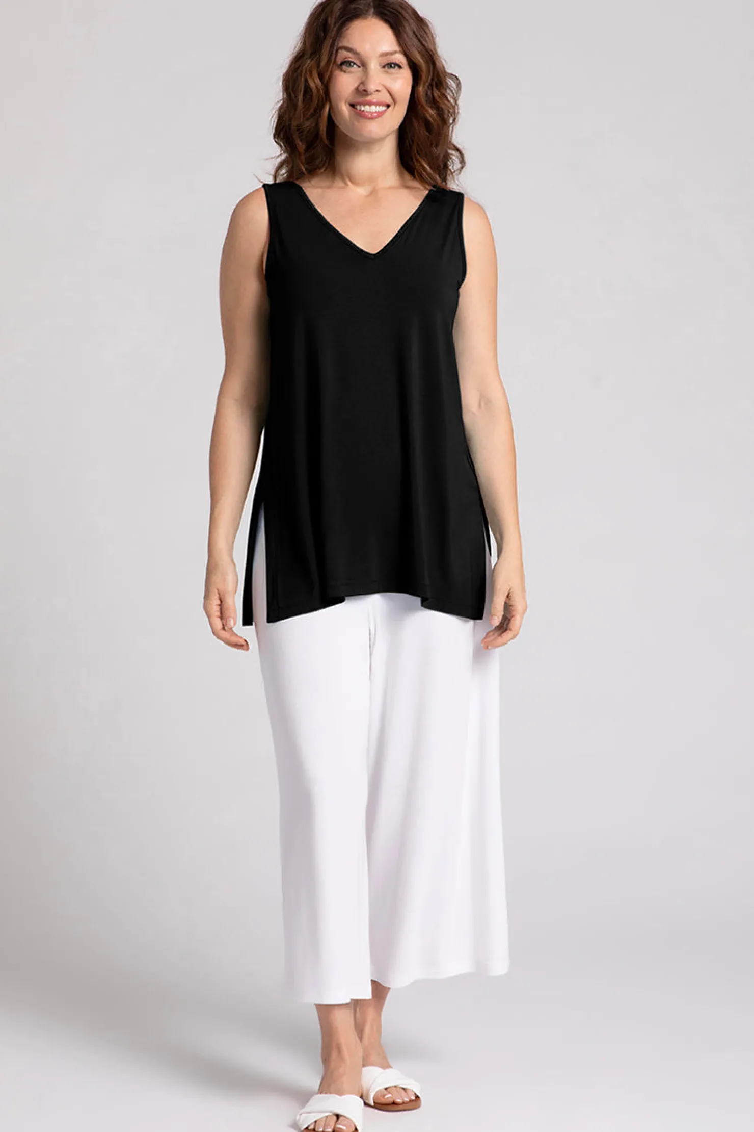 Sympli Tops>Bamboo Reversible Go To Tank Black