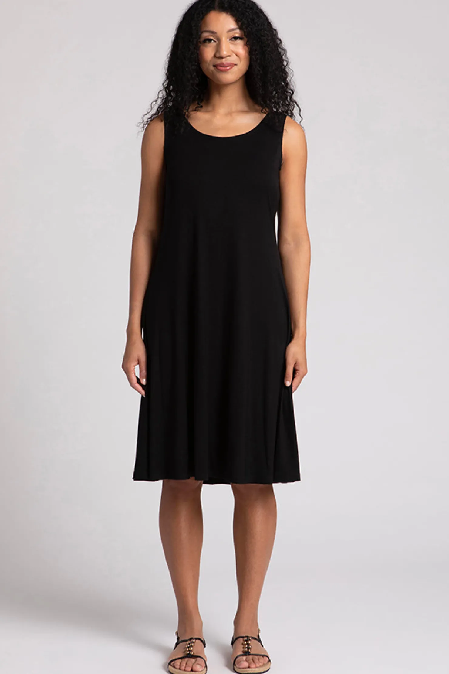 Sympli Dresses>Bamboo Tank Dress Short Black