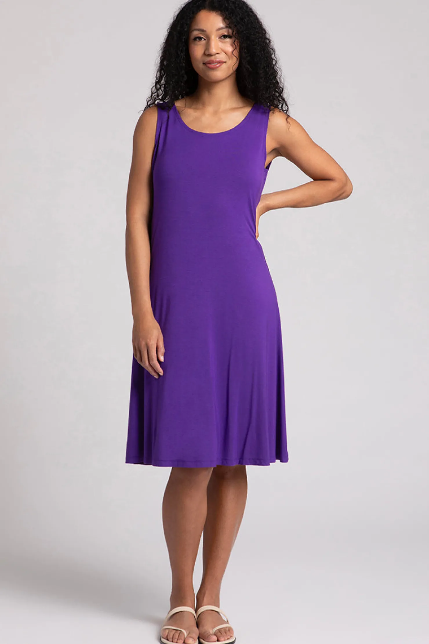 Sympli Dresses>Bamboo Tank Dress Short Violet
