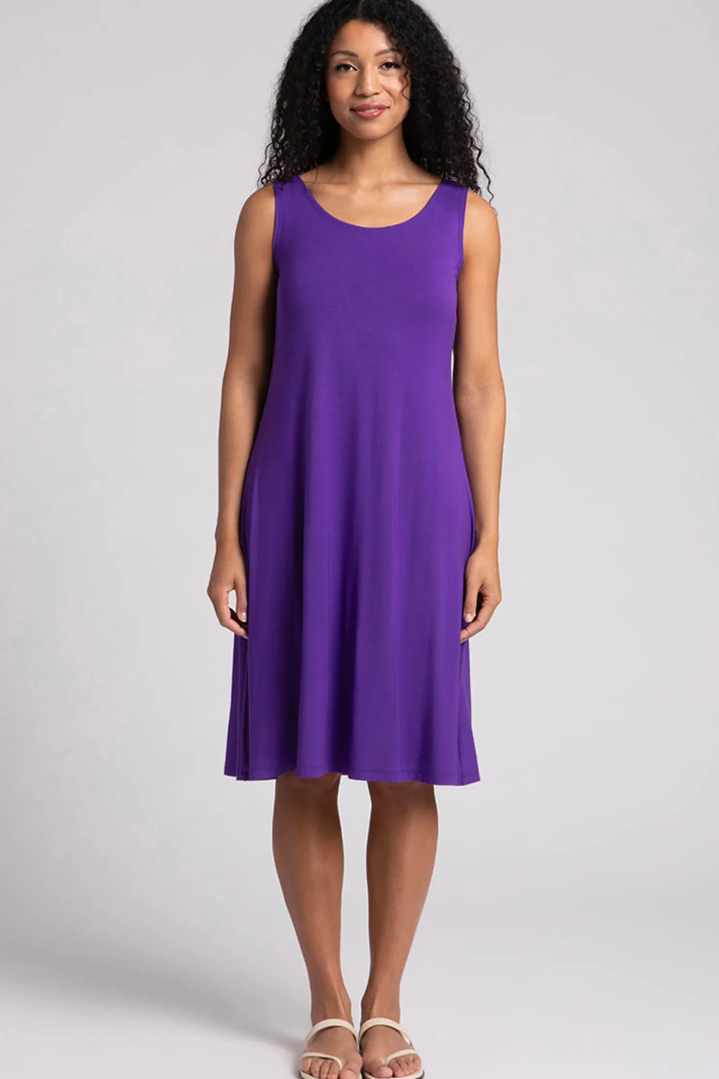 Sympli Dresses>Bamboo Tank Dress Short Violet