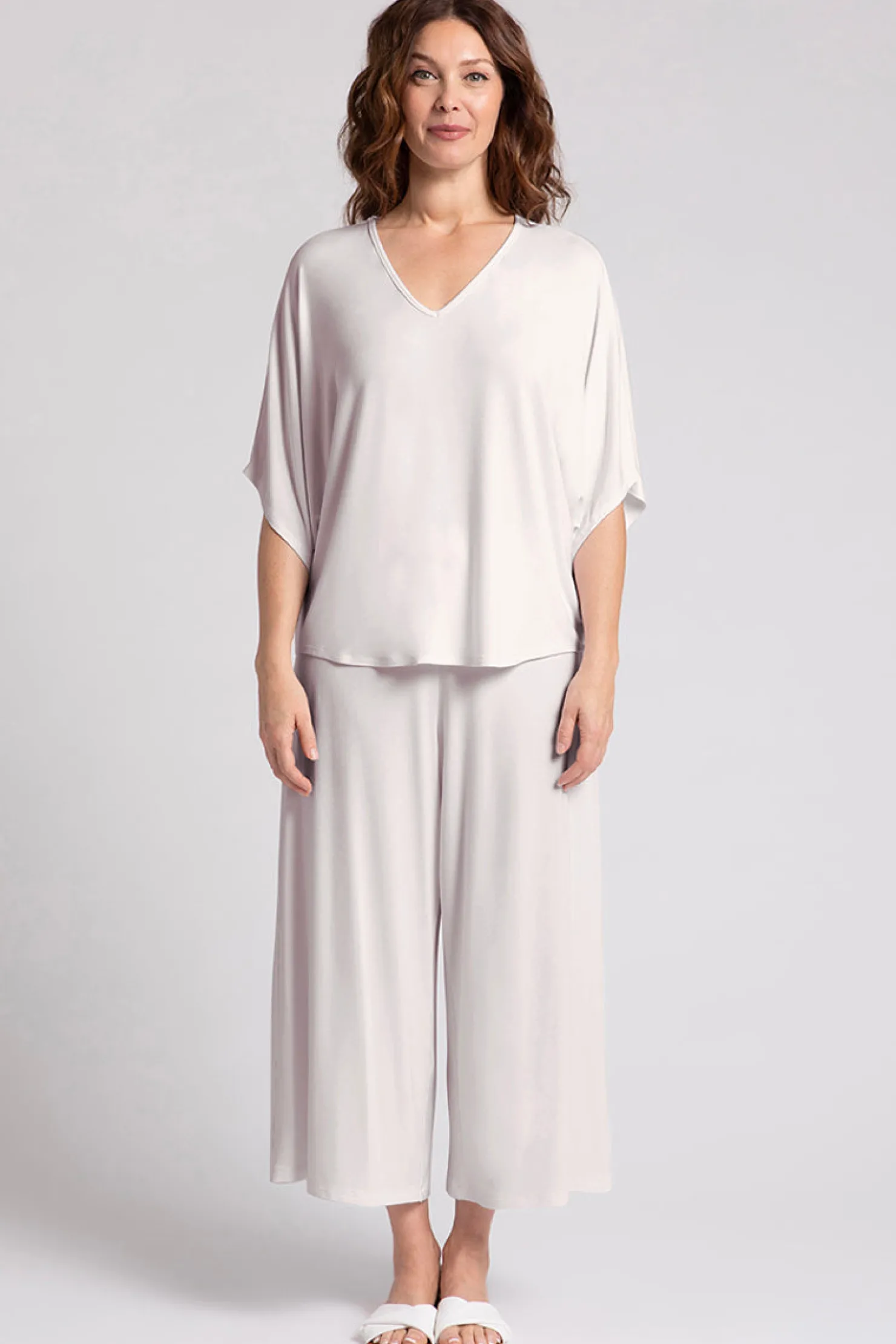 Sympli Tops>Bamboo V-Neck Dolman Top Cashew