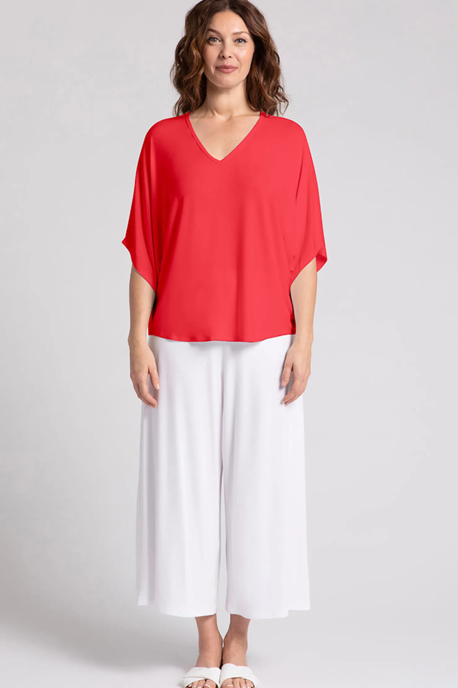 Sympli Tops>Bamboo V-Neck Dolman Top Lipstick