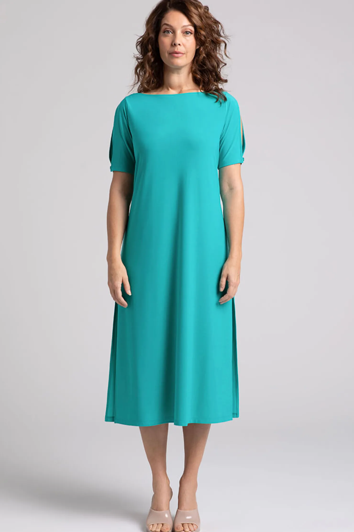 Sympli Dresses>Boat Neck T-Shirt Dress Gem