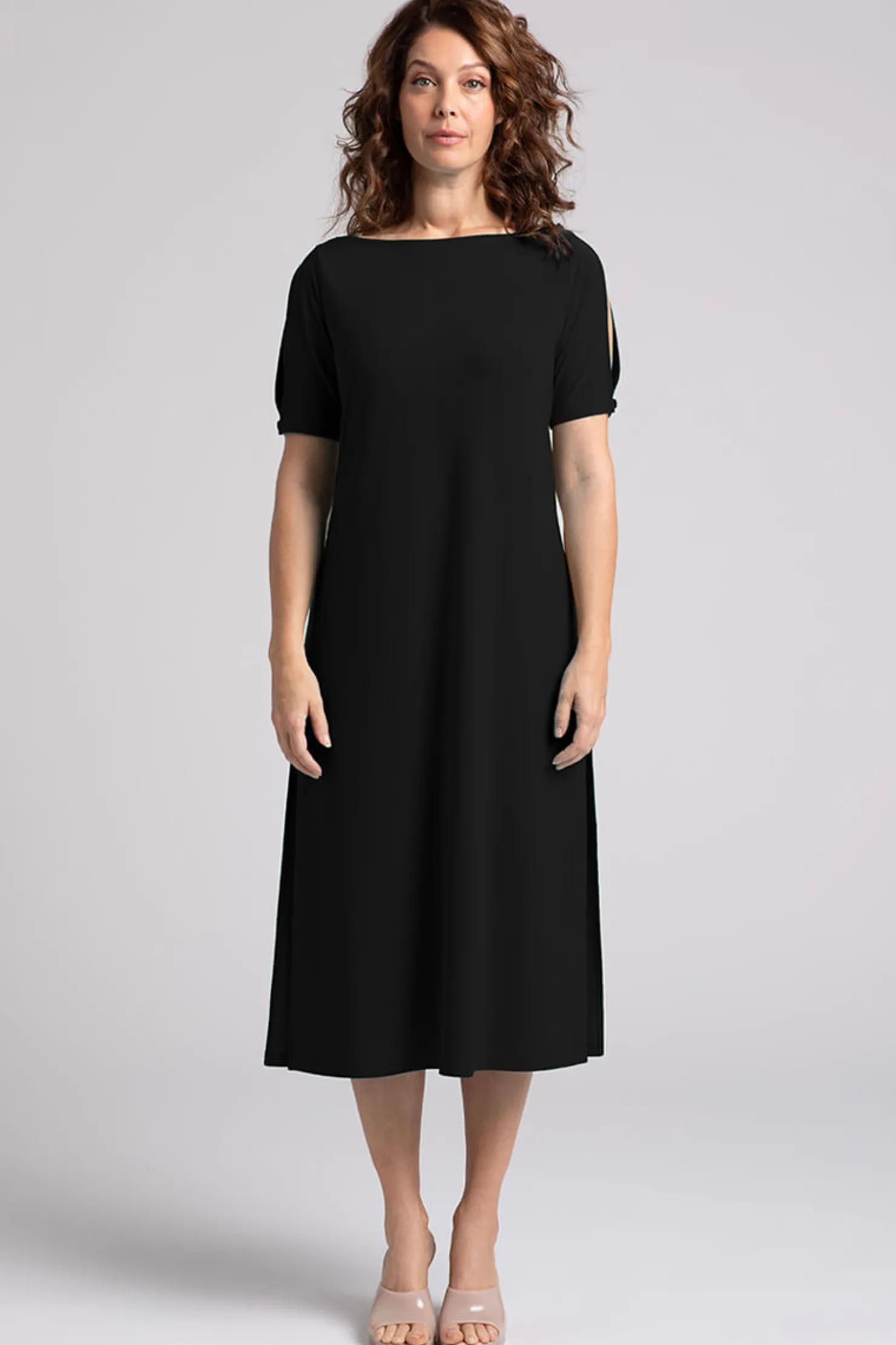 Sympli Dresses>Boat Neck T-Shirt Dress Black
