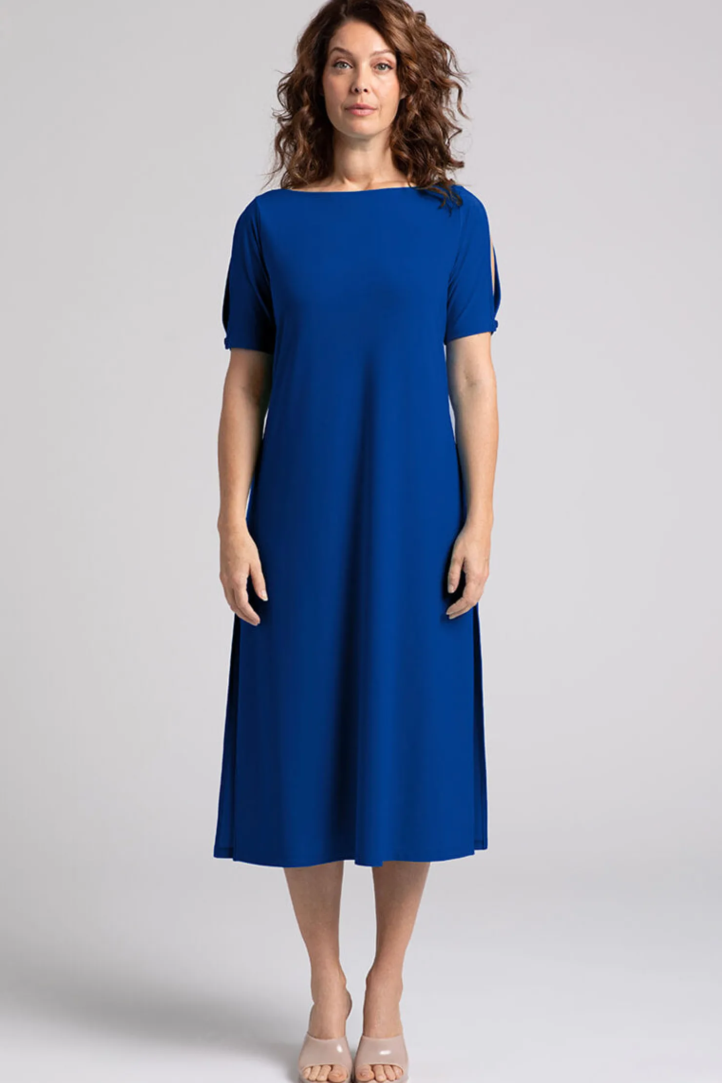 Sympli Dresses>Boat Neck T-Shirt Dress Twilight