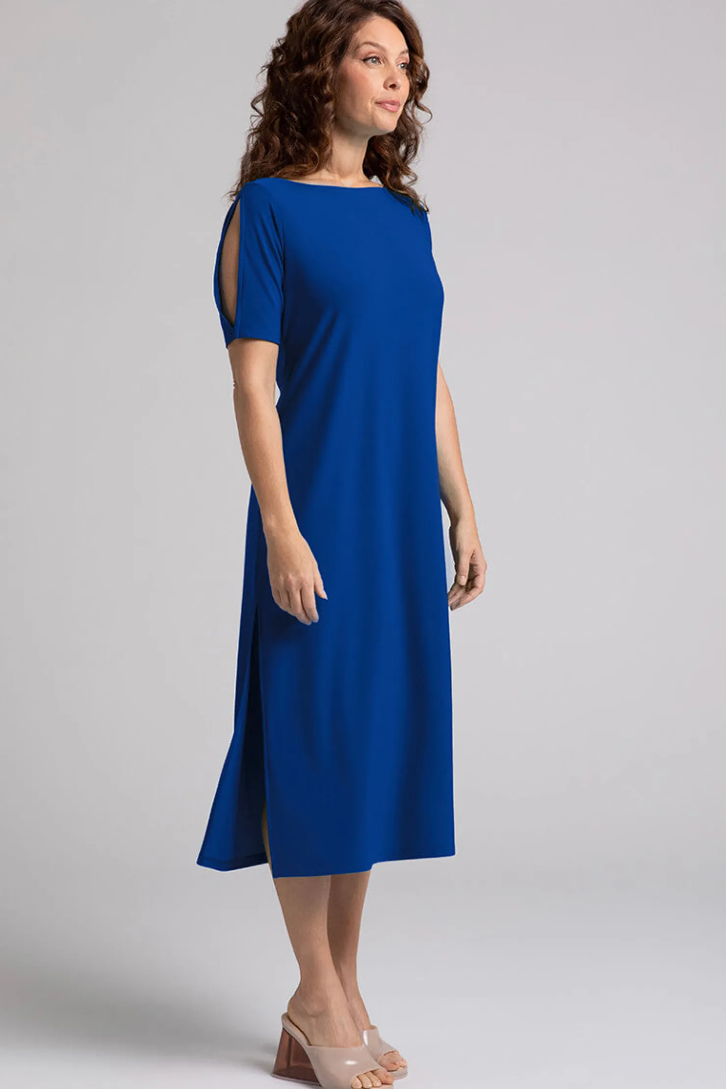 Sympli Dresses>Boat Neck T-Shirt Dress Twilight