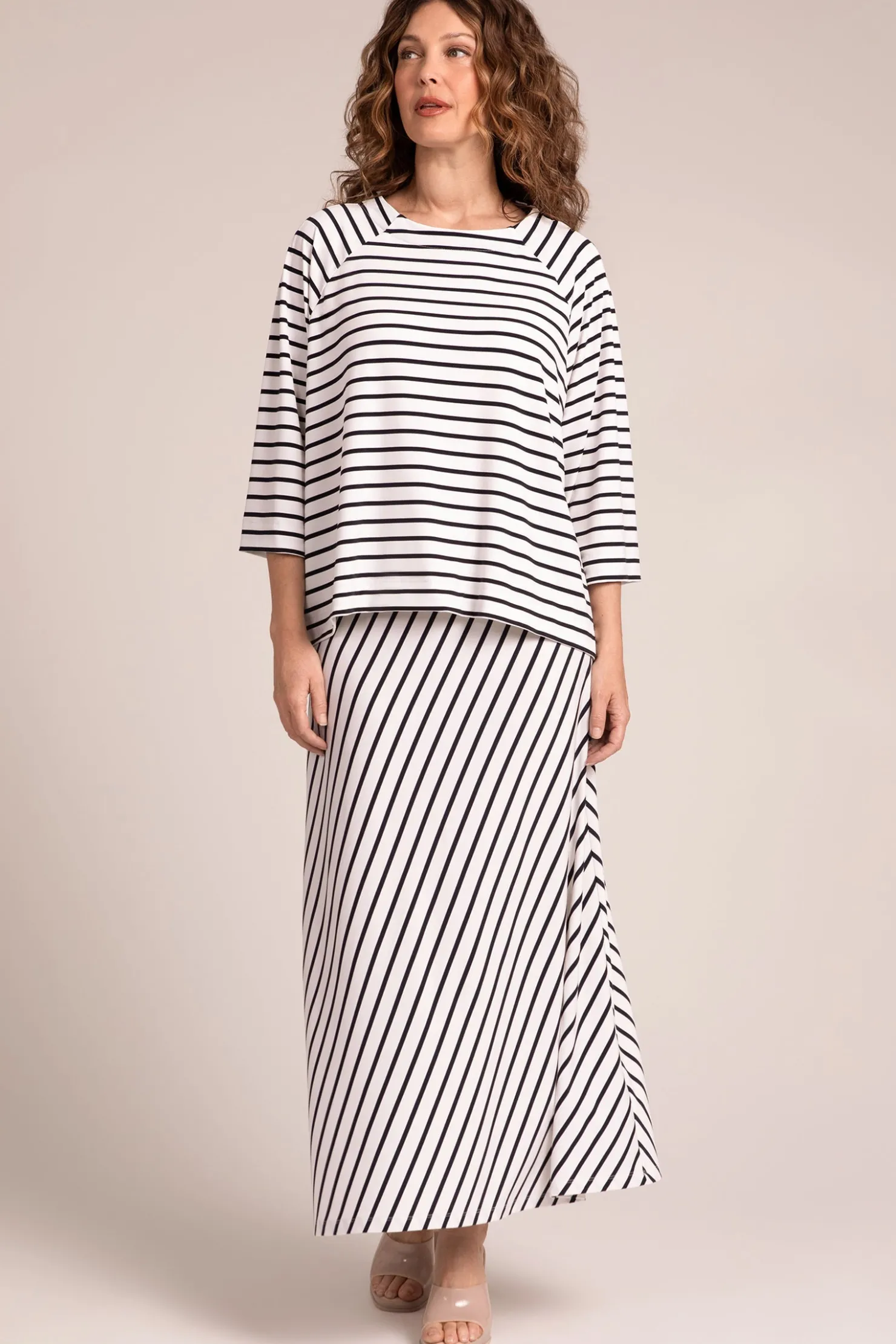 Sympli Tops>Breezy Raglan Top NavyStripe