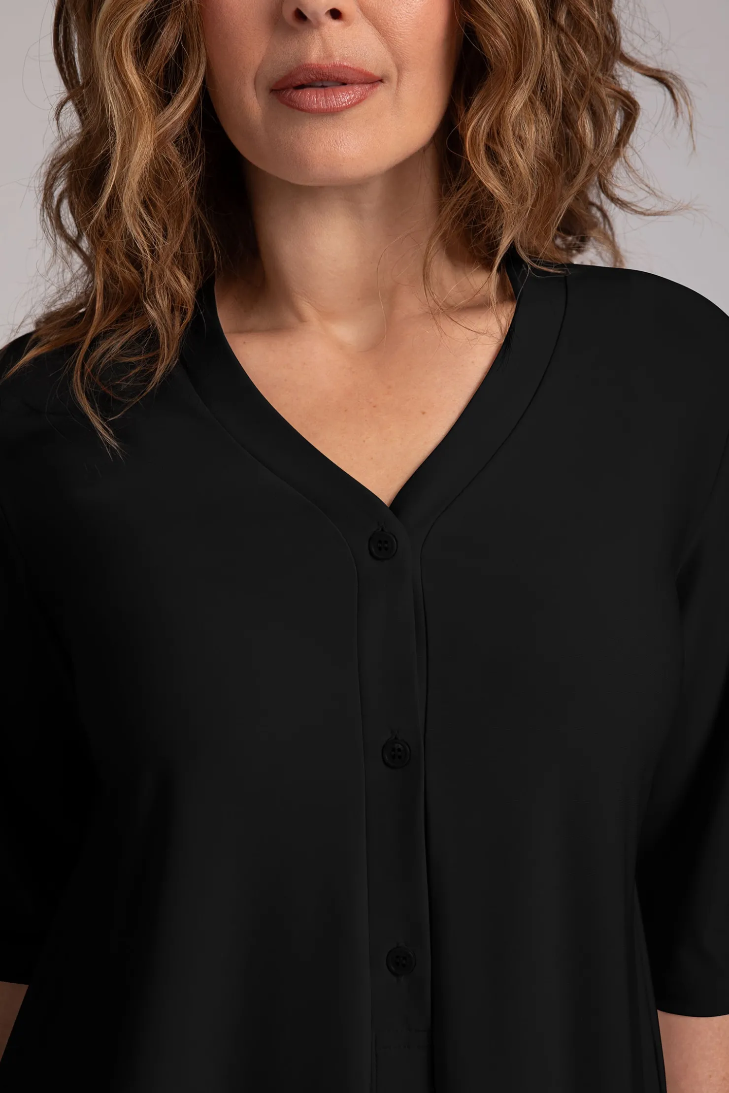 Sympli Tops>3 Button Easy Henley Black