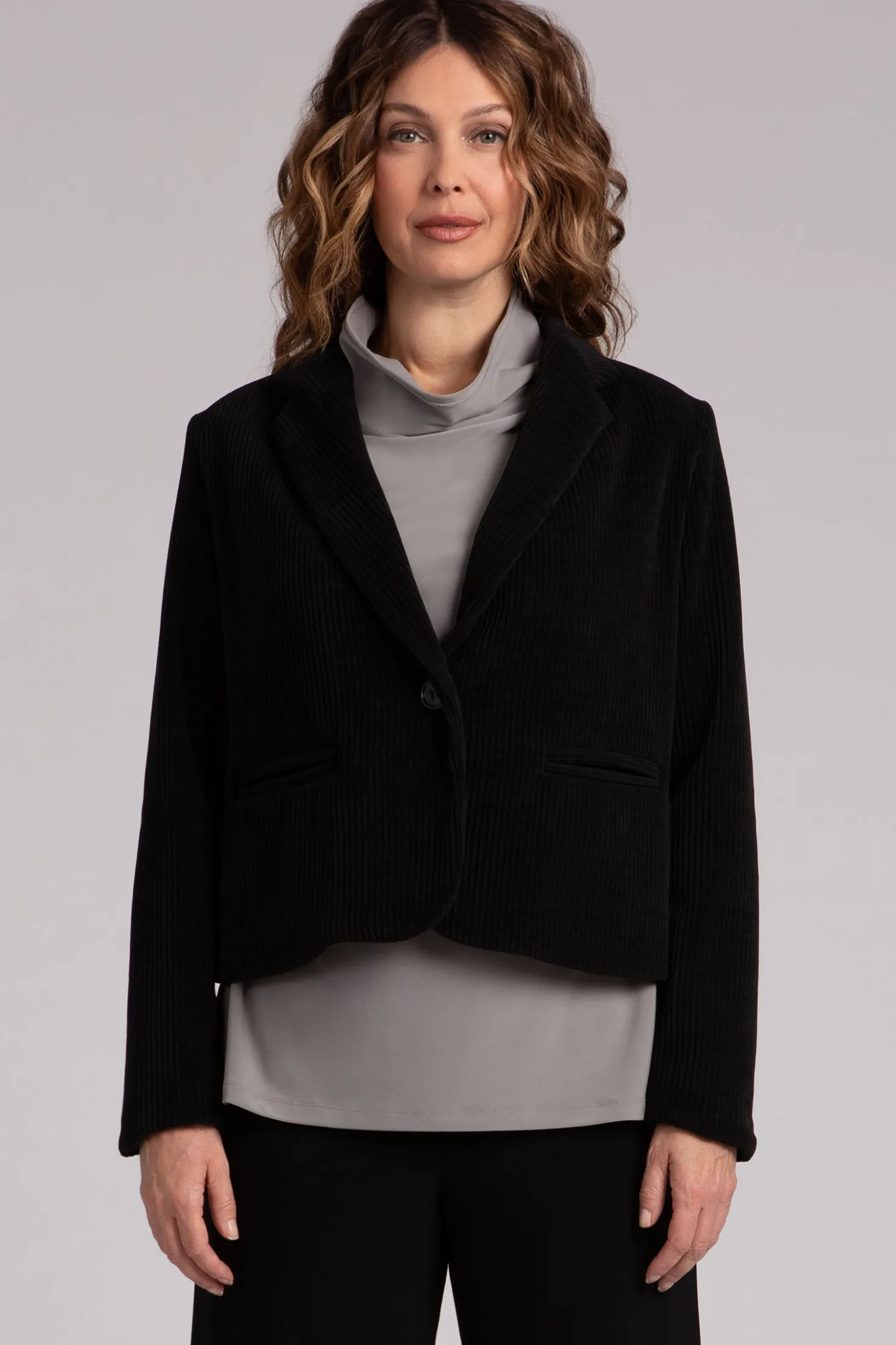 Sympli Jackets & Coats>Chenille Cord Classic Blazer Black
