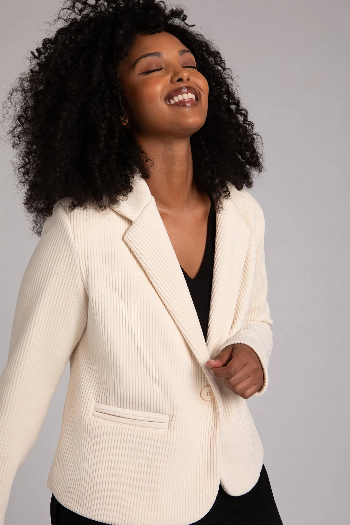 Sympli Jackets & Coats>Chenille Cord Classic Blazer AntiqueWhite