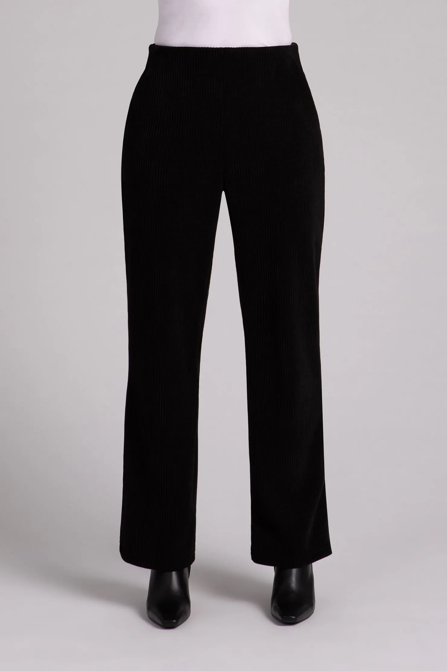 Sympli Bottoms>Chenille Cord Pull On Stovepipe Pant Black