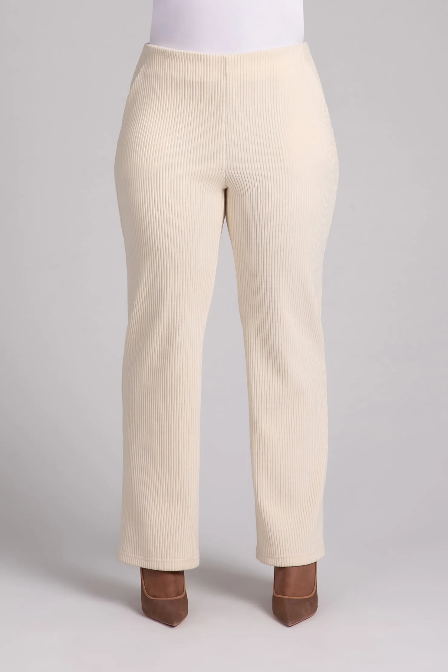 Sympli Bottoms>Chenille Cord Pull On Stovepipe Pant AntiqueWhite