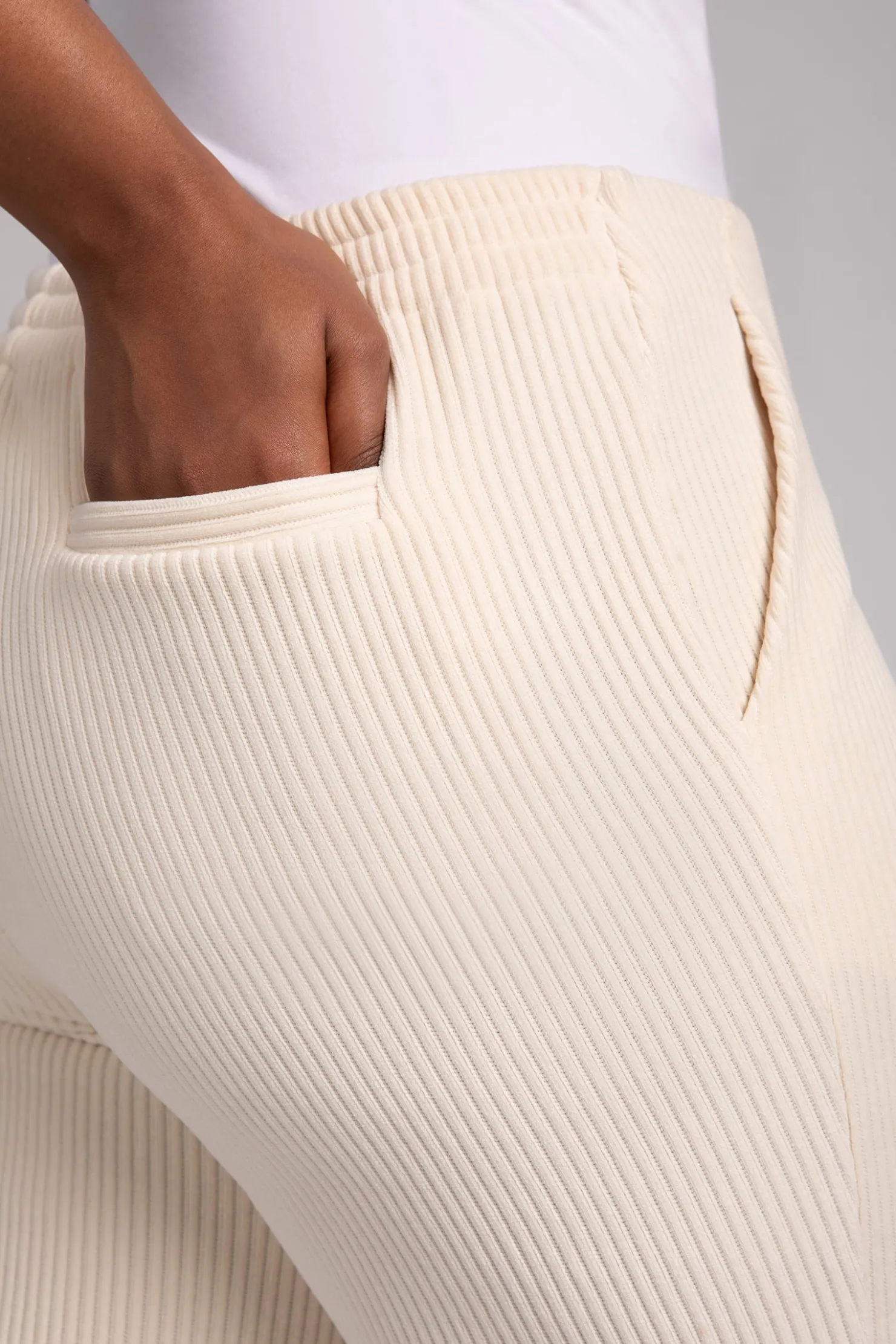 Sympli Bottoms>Chenille Cord Pull On Stovepipe Pant AntiqueWhite