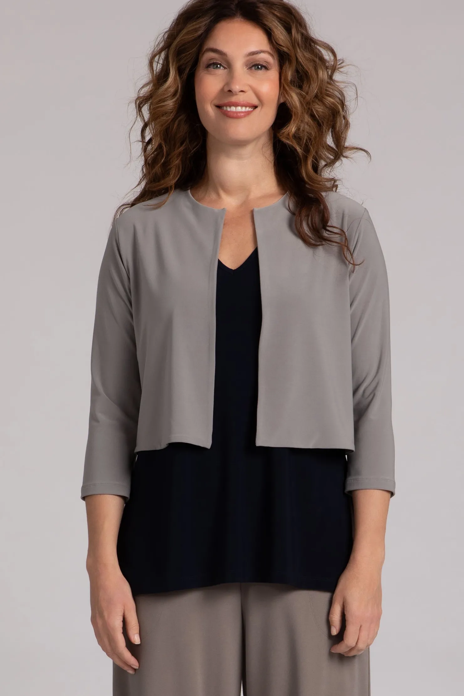 Sympli Sweaters & Cardigans>Classic Bolero Cardigan Taupe