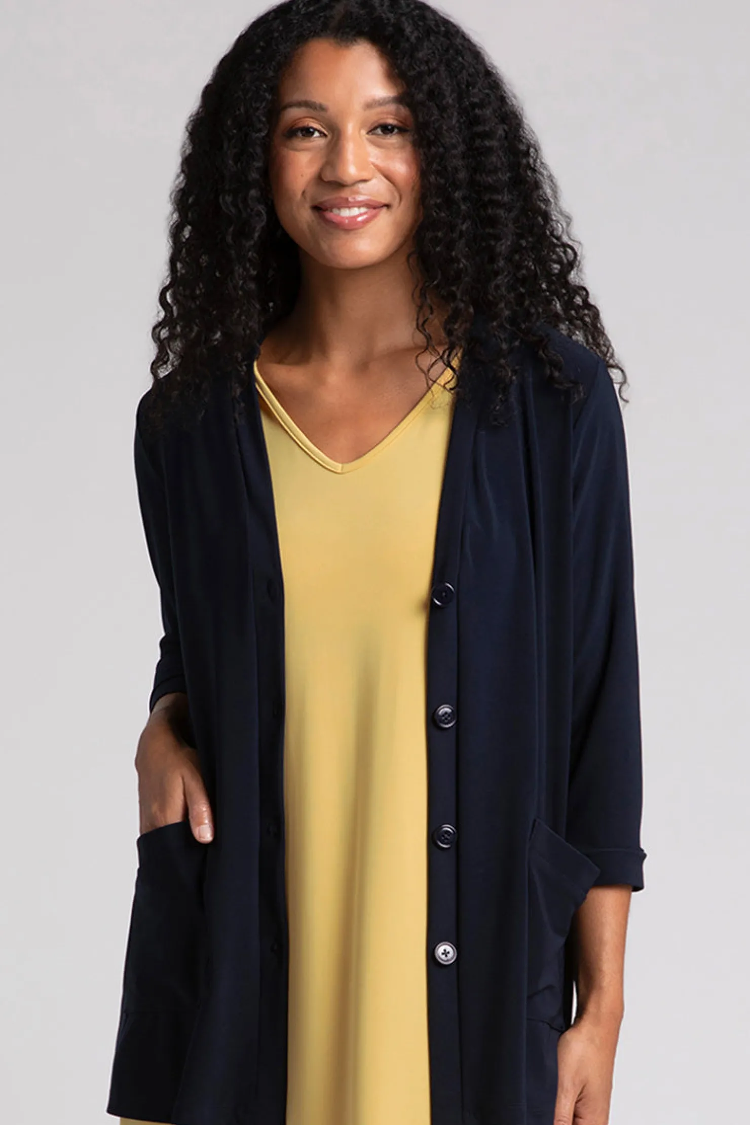 Sympli Sweaters & Cardigans>Classic Button Cardigan Navy