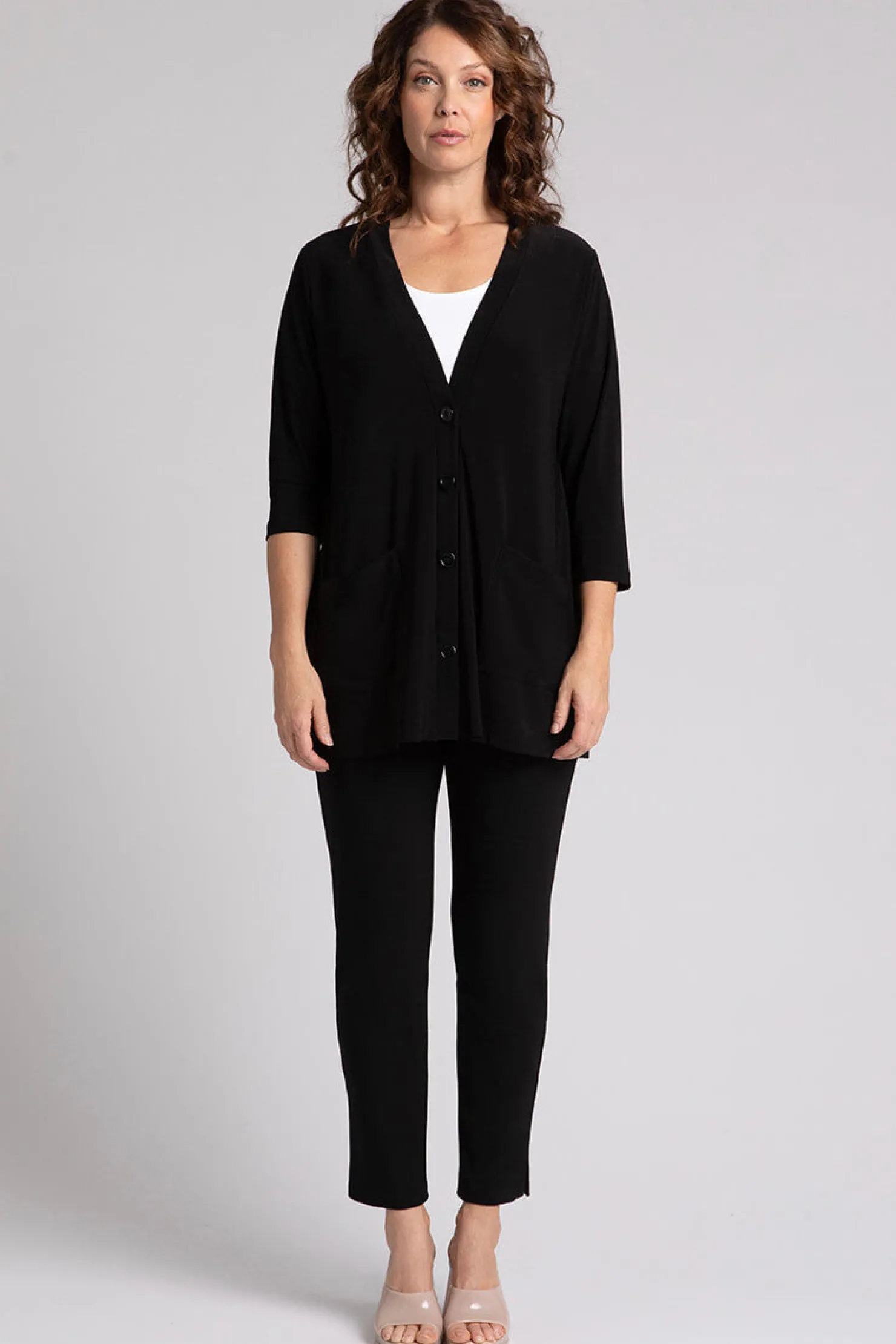 Sympli Sweaters & Cardigans>Classic Button Cardigan Black