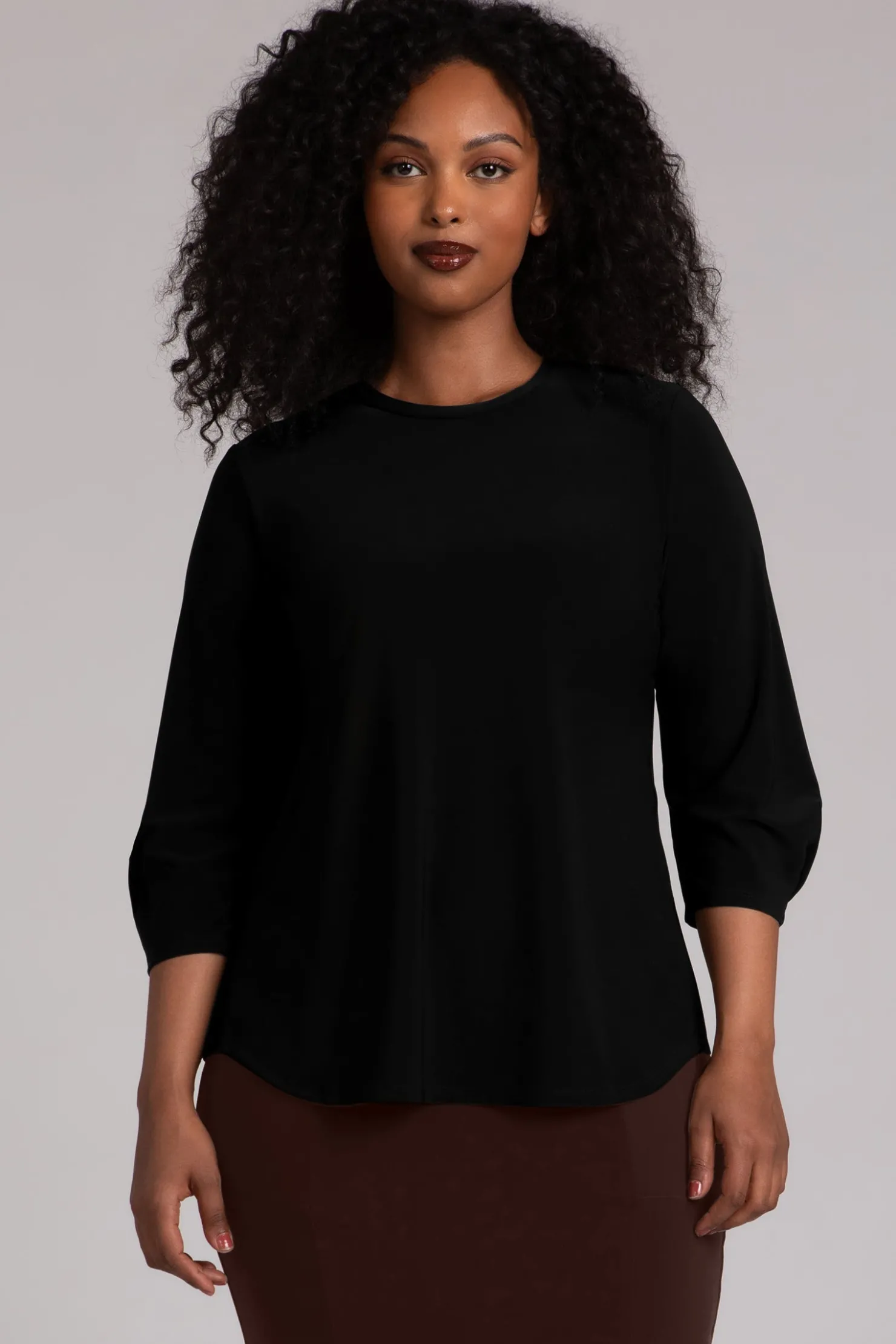 Sympli Tops>Classic Fit Lantern Top Black