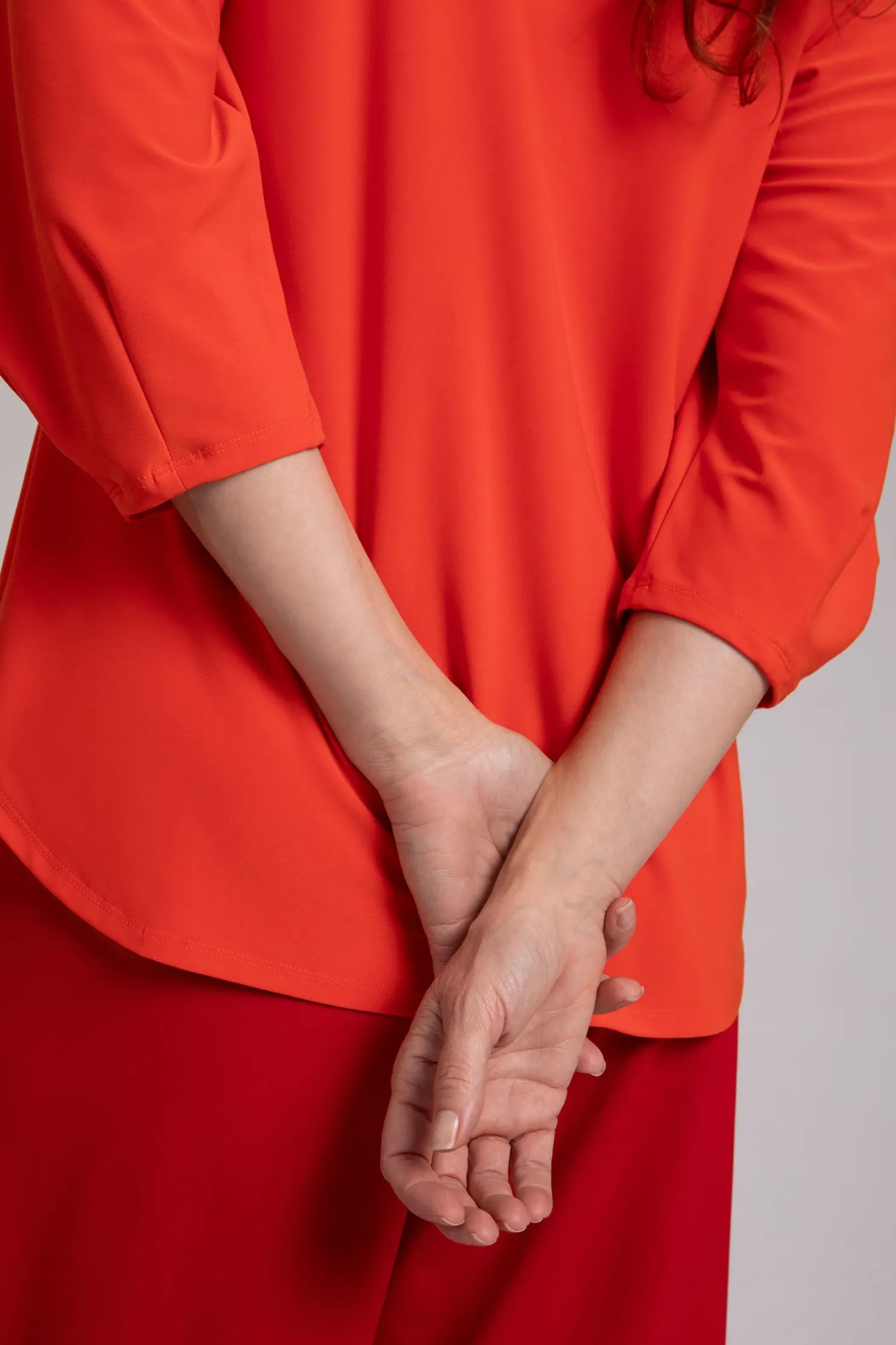 Sympli Tops>Classic Fit Lantern Top Orange