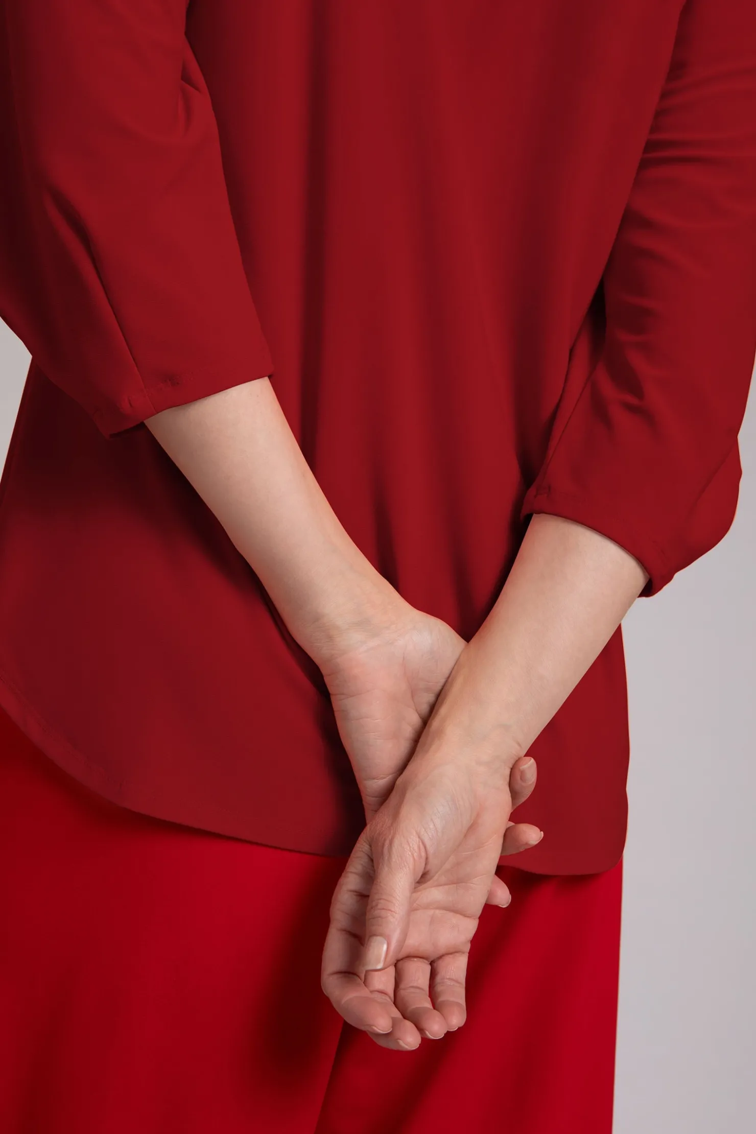 Sympli Tops>Classic Fit Lantern Top Red
