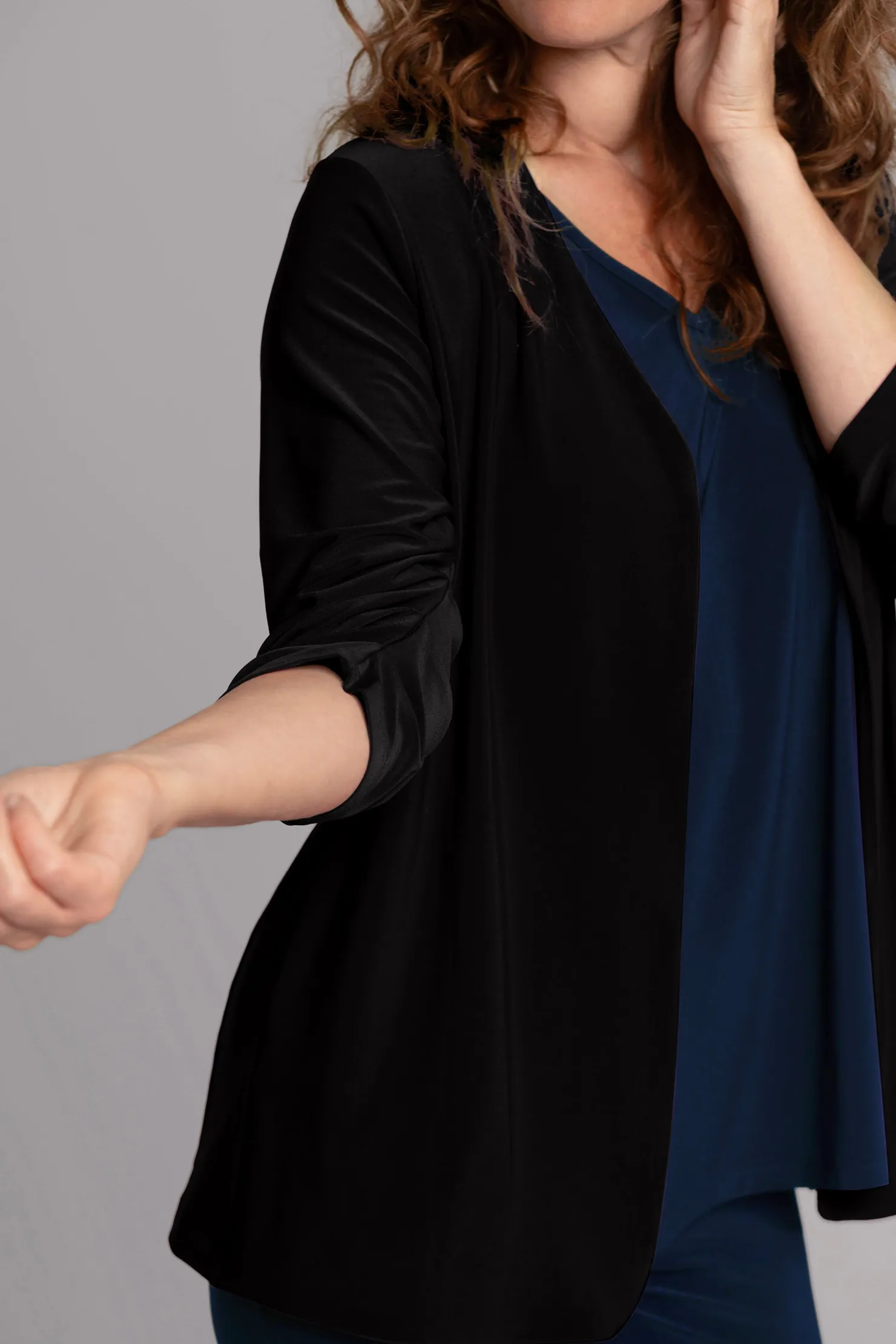 Sympli Sweaters & Cardigans>Classic Jacket with Pleated Sleeves Black