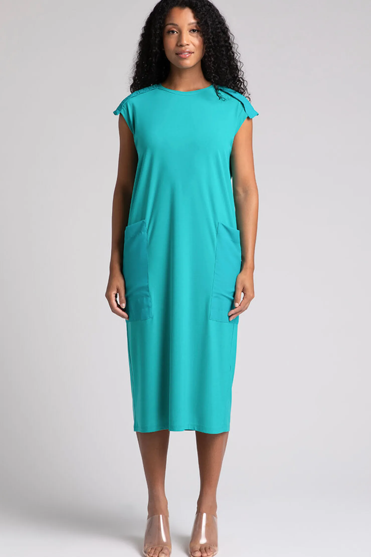 Sympli Dresses>Convoy Patched Sheath Gem
