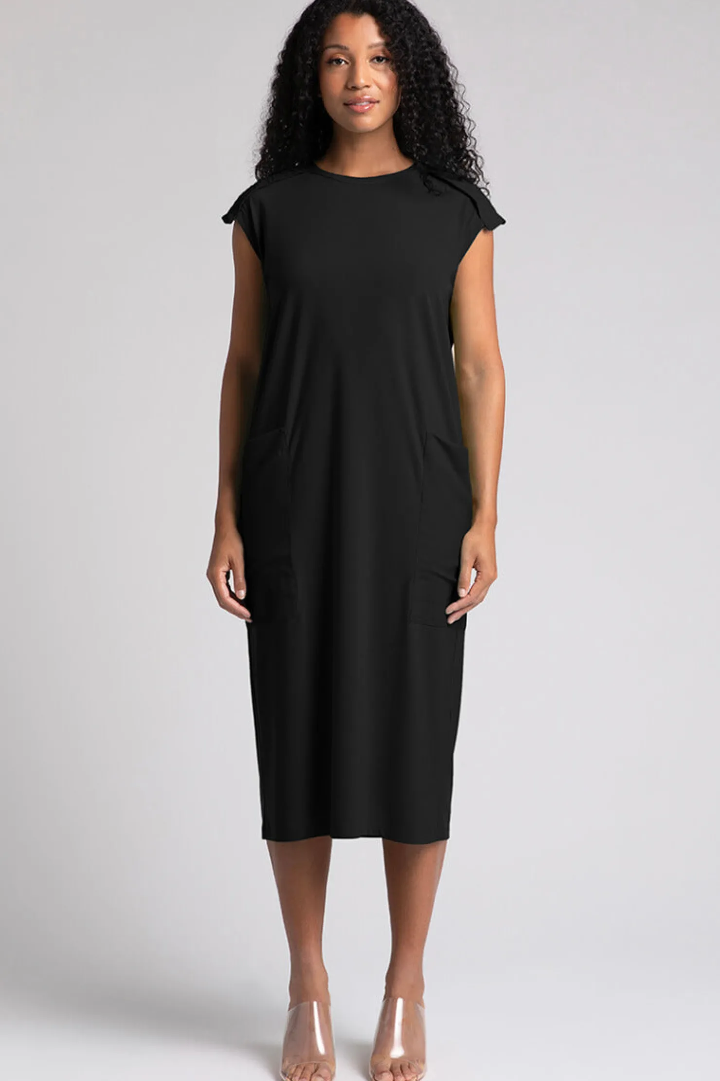 Sympli Dresses>Convoy Patched Sheath Black