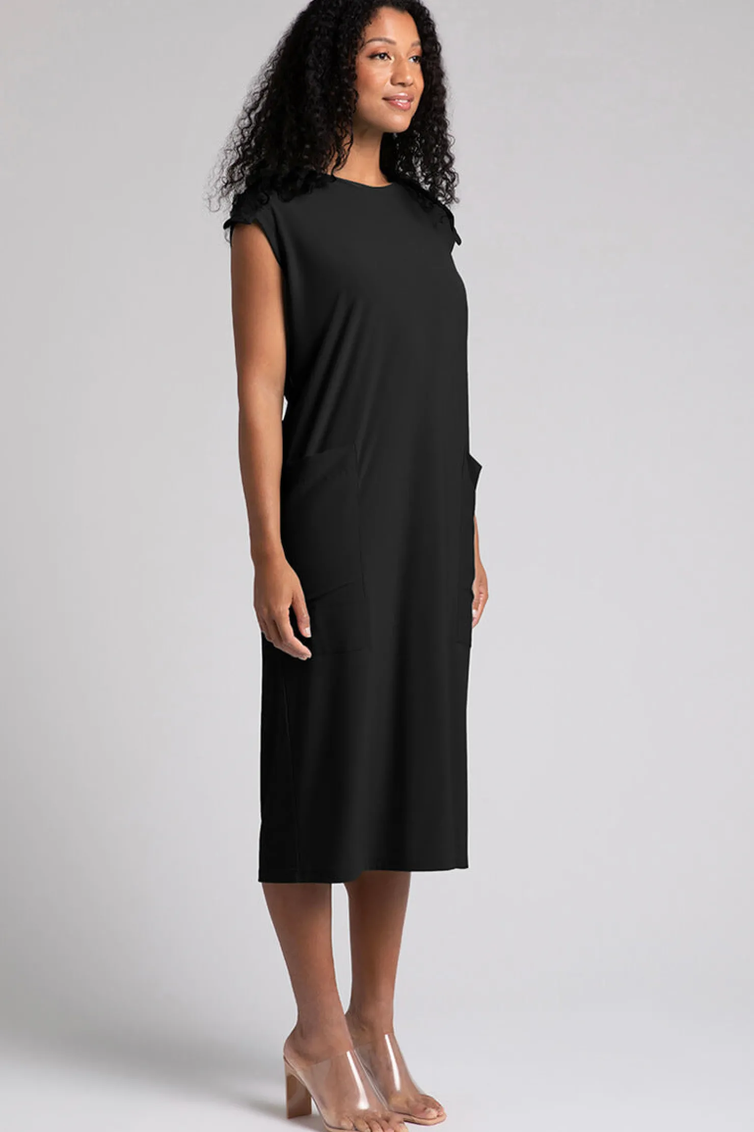 Sympli Dresses>Convoy Patched Sheath Black