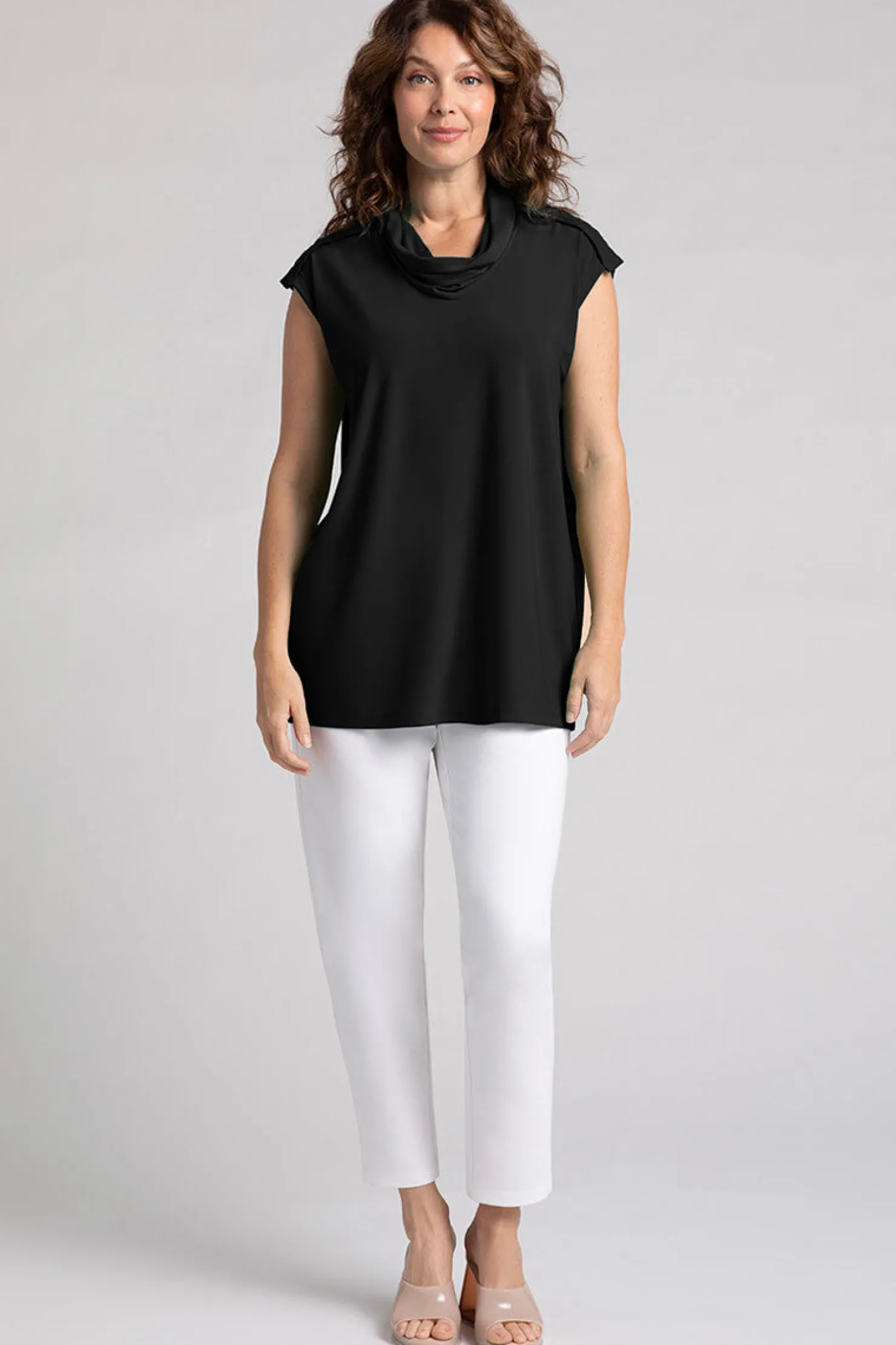Sympli Tops>Convoy Sleeveless Funnel Black
