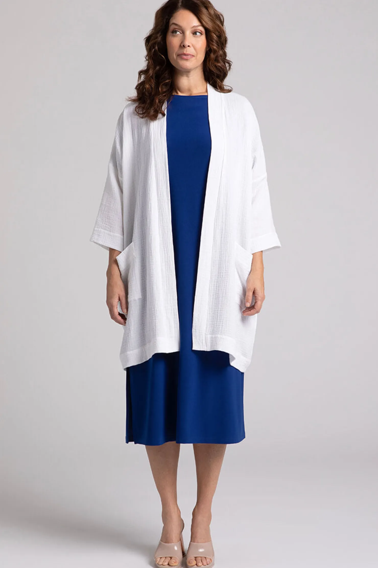 Sympli Sweaters & Cardigans>Cotton Gauze Long Cardigan White