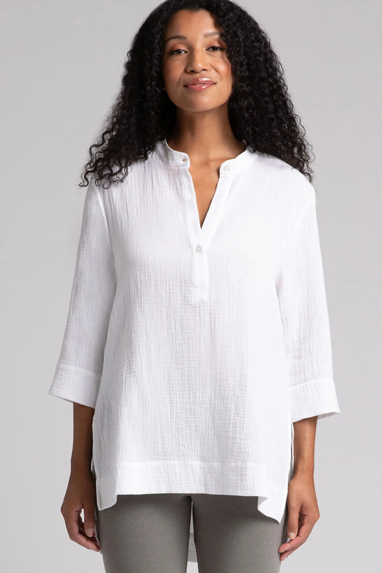 Sympli Tops>Cotton Gauze Overshirt White