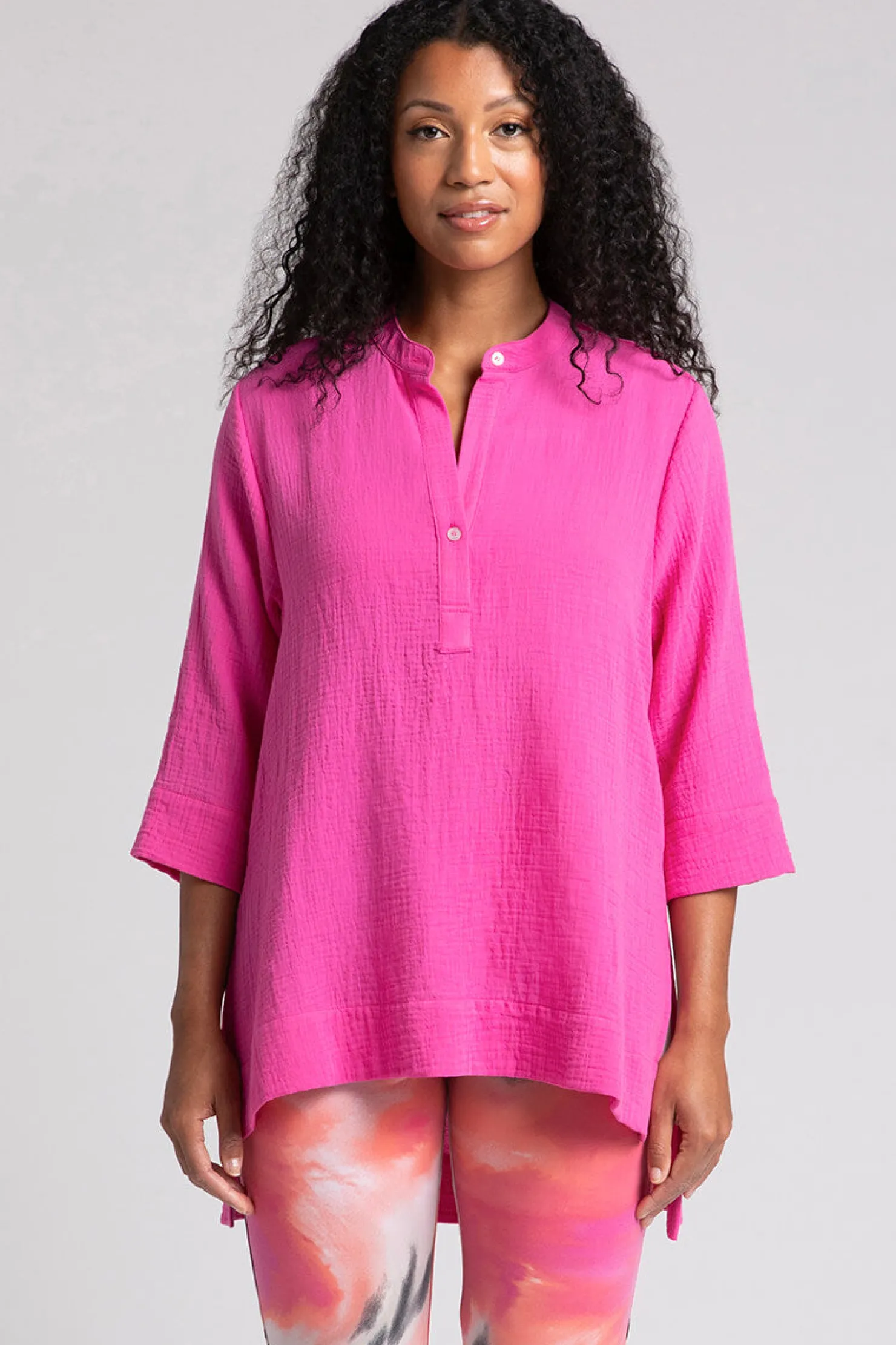 Sympli Tops>Cotton Gauze Overshirt Peony
