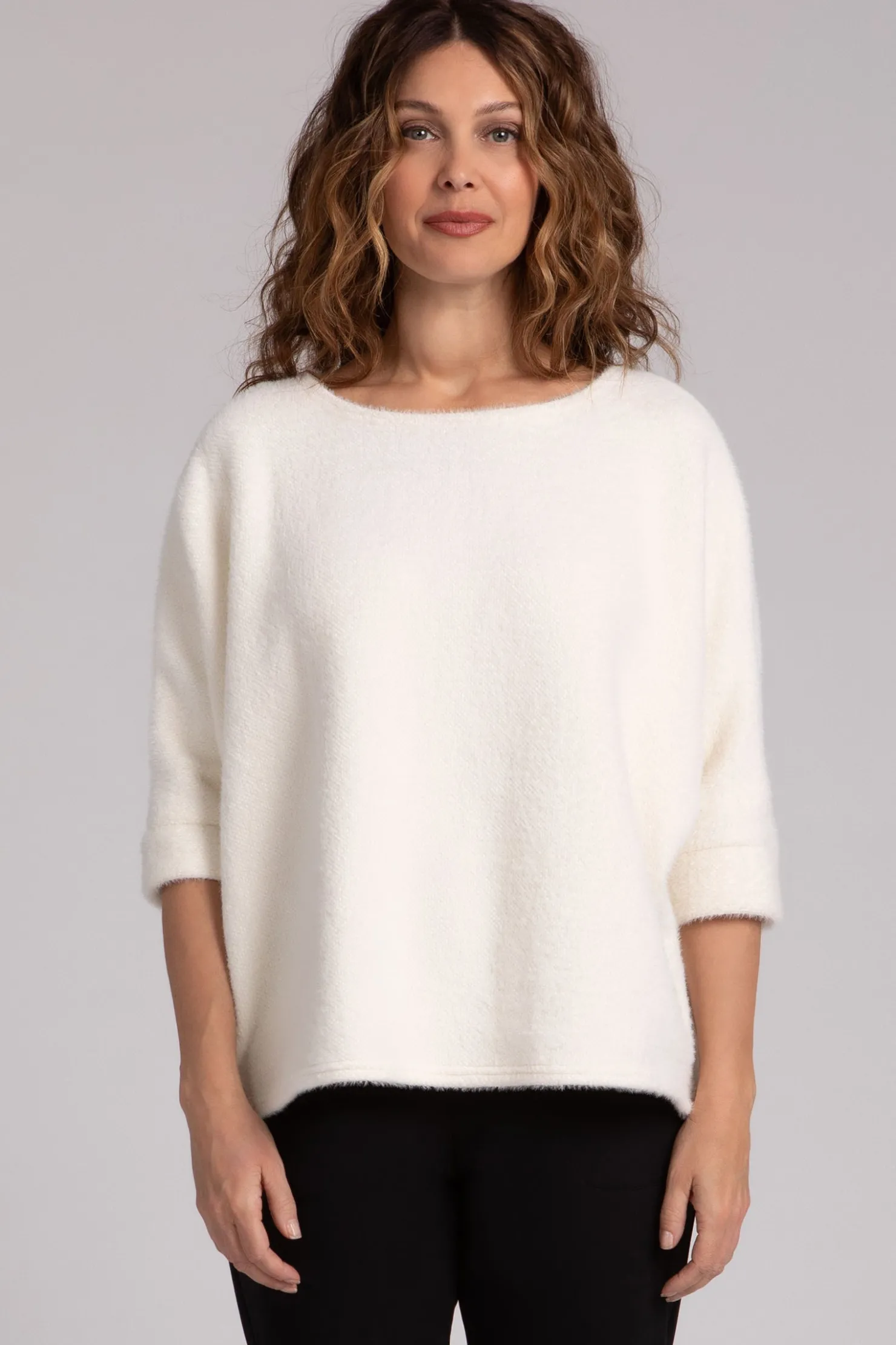 Sympli Tops>Cozy Nu Clip Top Ivory