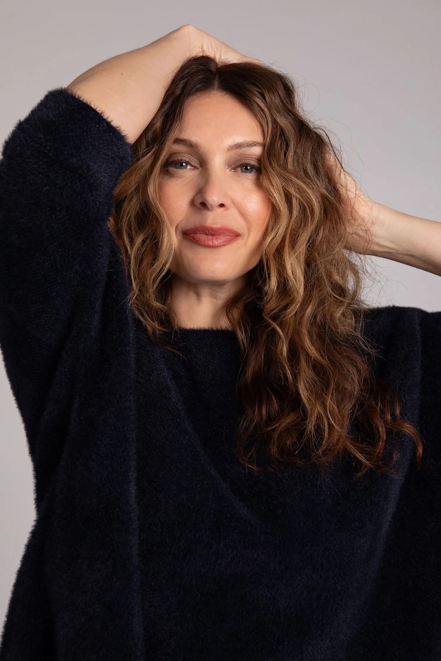 Sympli Tops>Cozy Nu Clip Top Navy