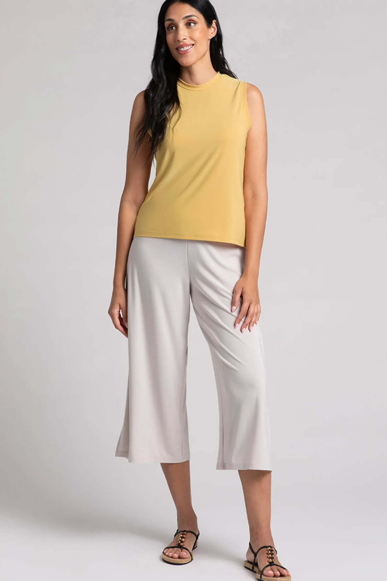 Sympli Tops>Crew Neck Slim Tank Marigold
