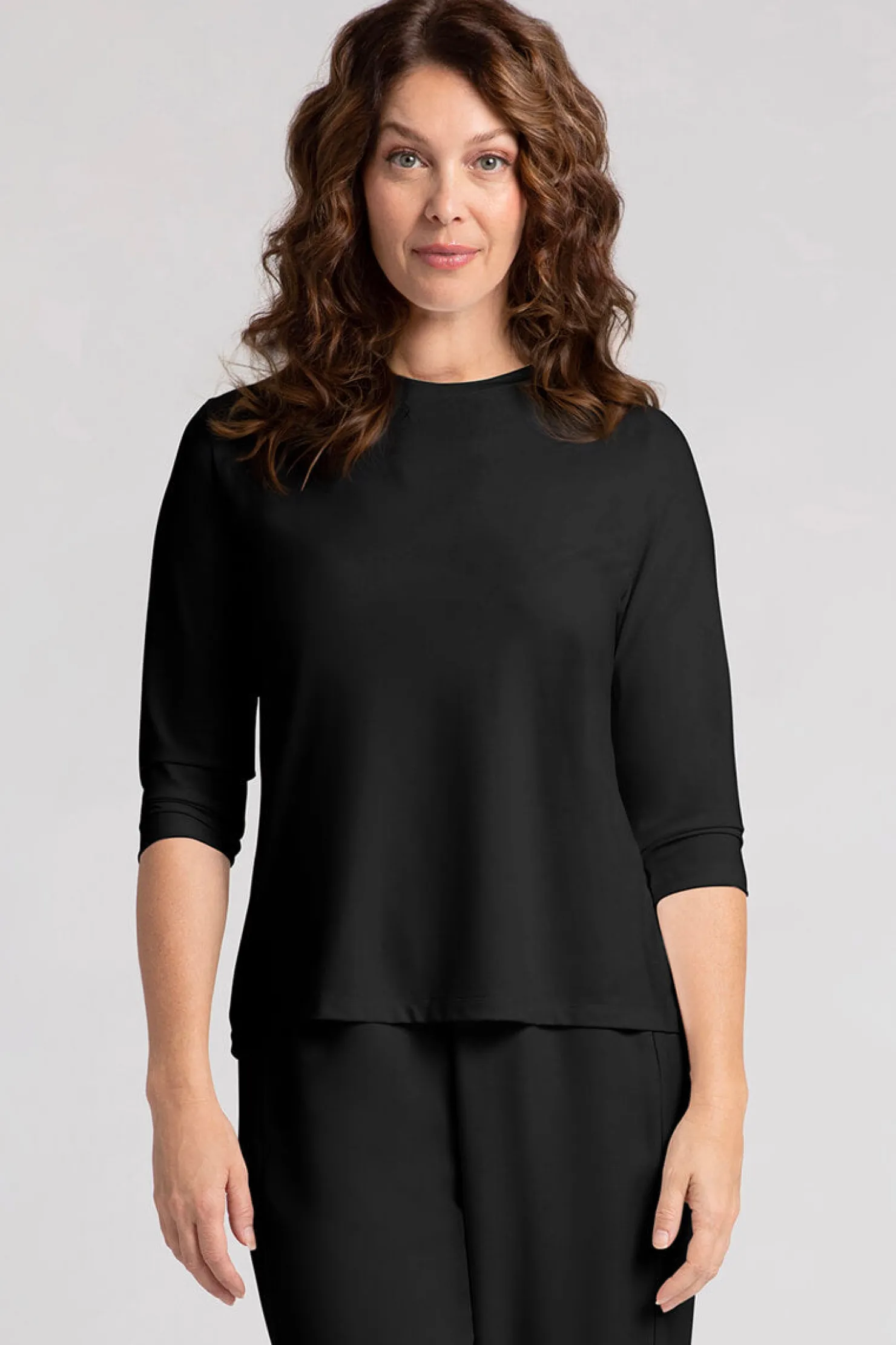Sympli Tops>Crew Neck Slim Top Black