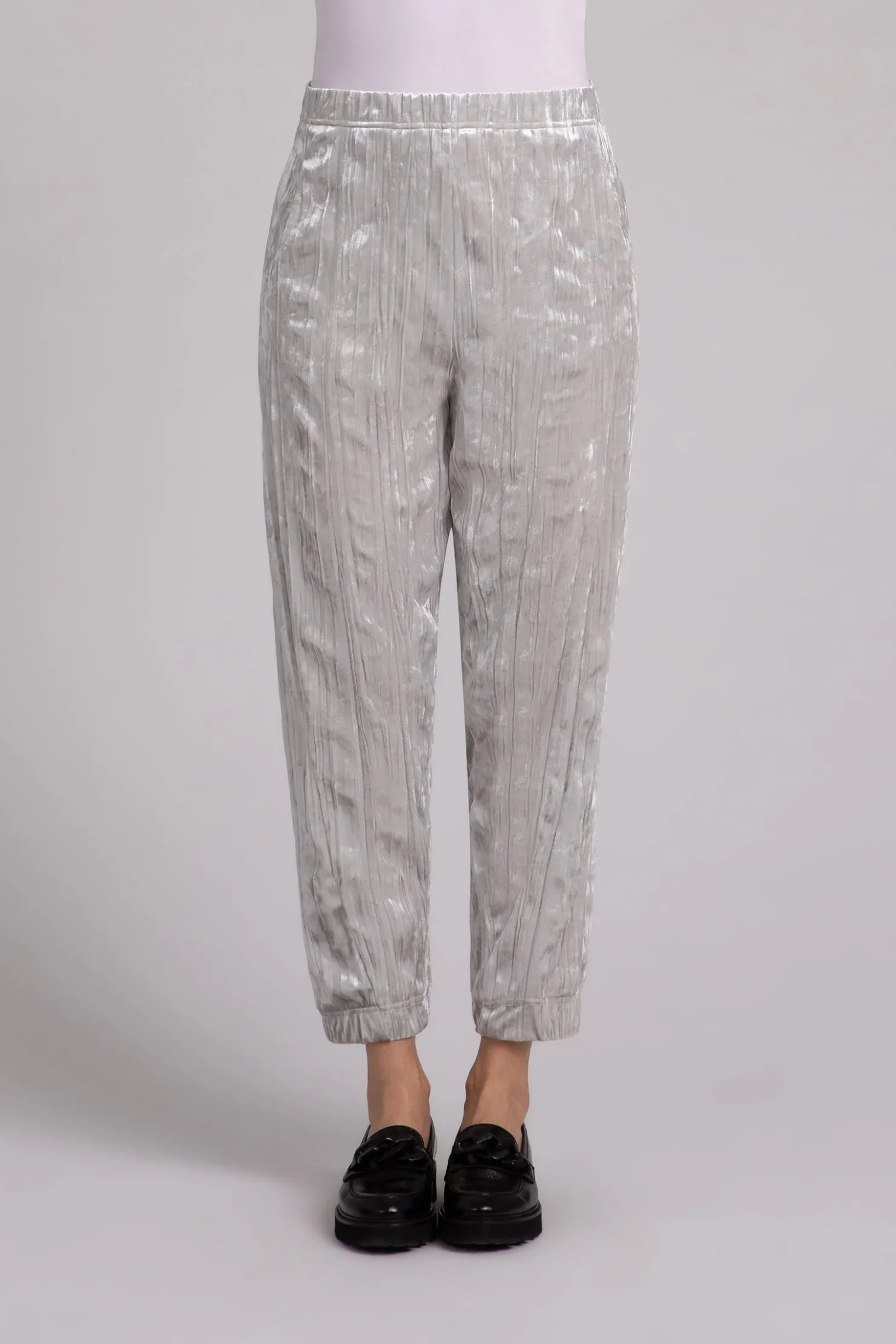 Sympli Bottoms>Crinkle Velvet Half Cuff Jogger Pant Cashew