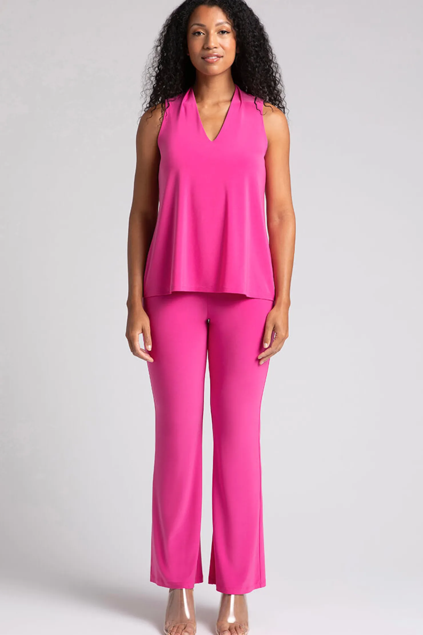 Sympli Tops>Deep V Trapeze Tank Peony